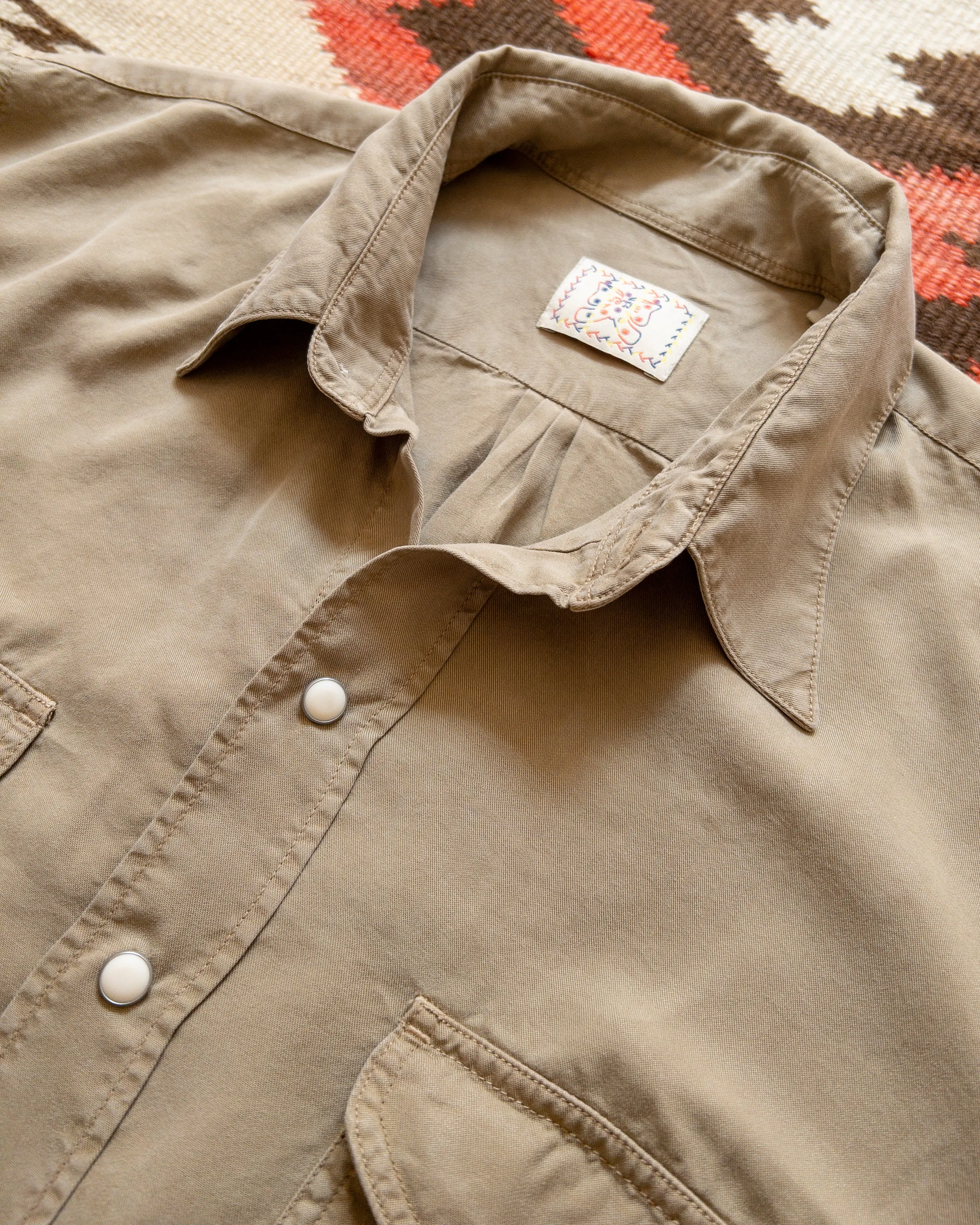 Tencel Gabardine Pearlsnap Shirt - Camp Khaki sold by Wythe NY product image thumbnail 4