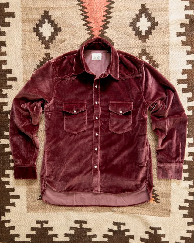 Velvet Pearlsnap Shirt - Plum sold by Wythe NY