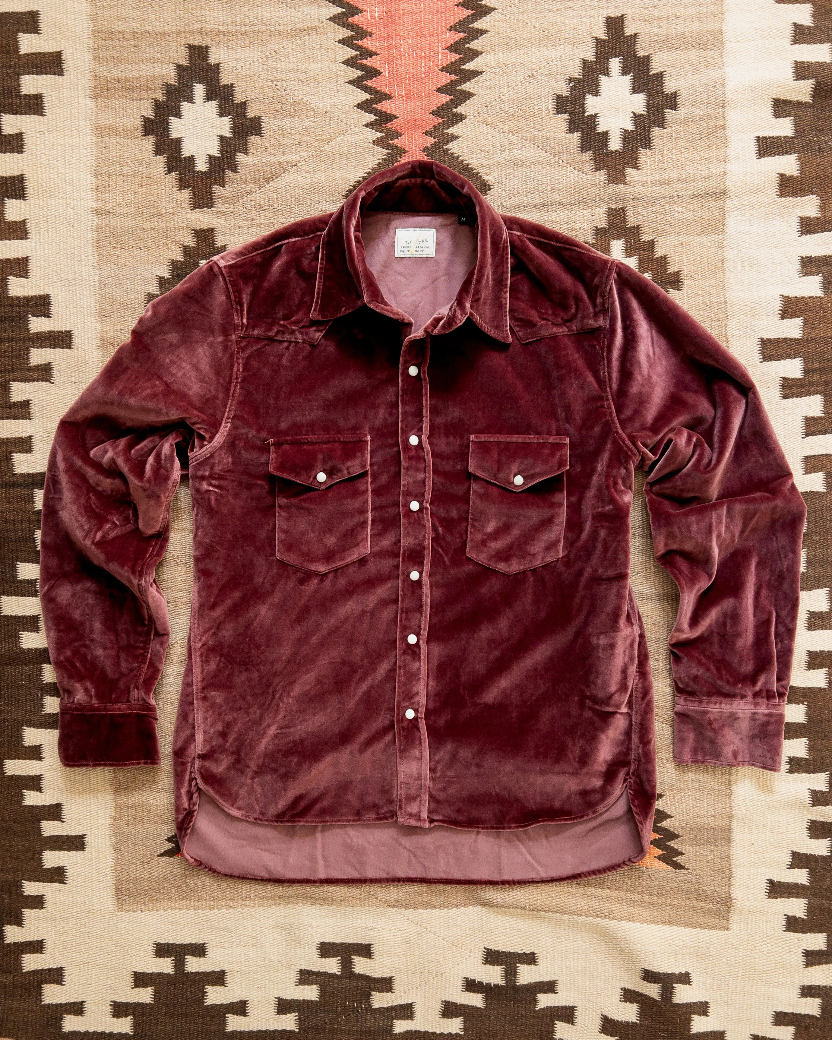 Velvet Pearlsnap Shirt - Plum sold by Wythe NY