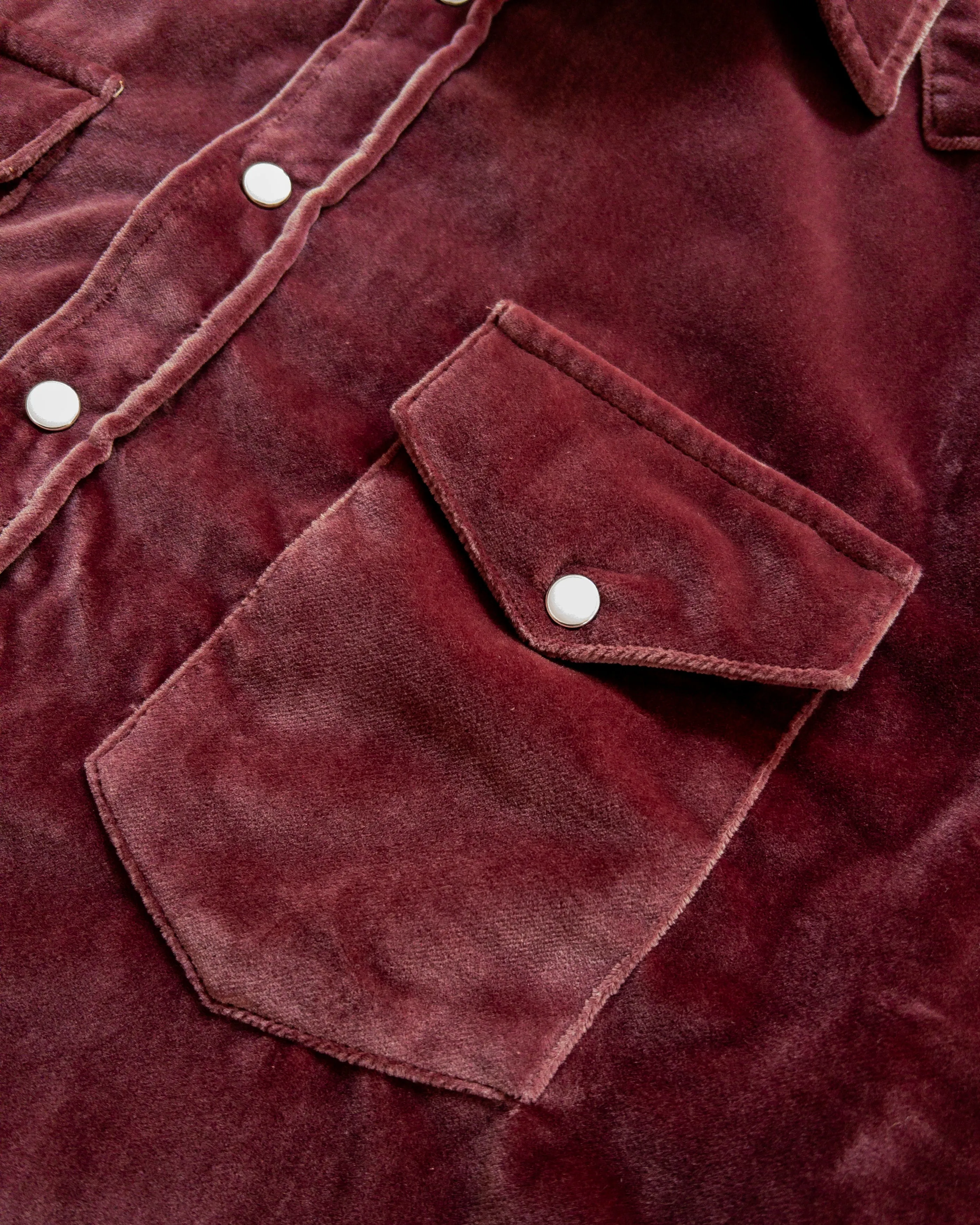 Velvet Pearlsnap Shirt - Plum sold by Wythe NY product image thumbnail 2