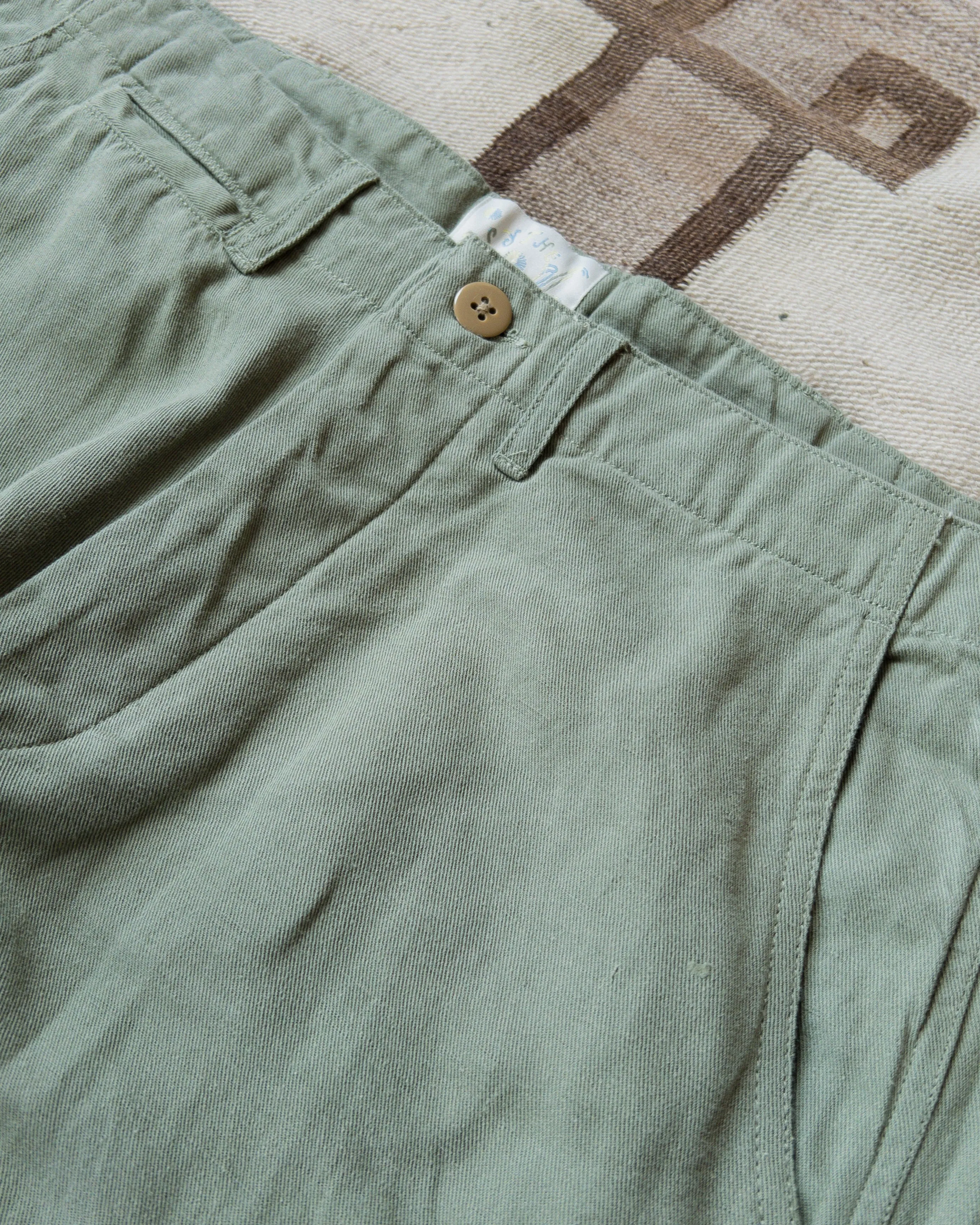 Flat Front Cotton Linen Twill Chino - Faded Olive sold by Wythe NY product image thumbnail 2
