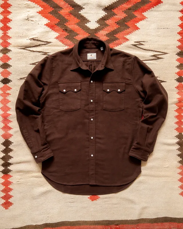 Moleskin Pearlsnap Shirt - Cocoa sold by Wythe NY