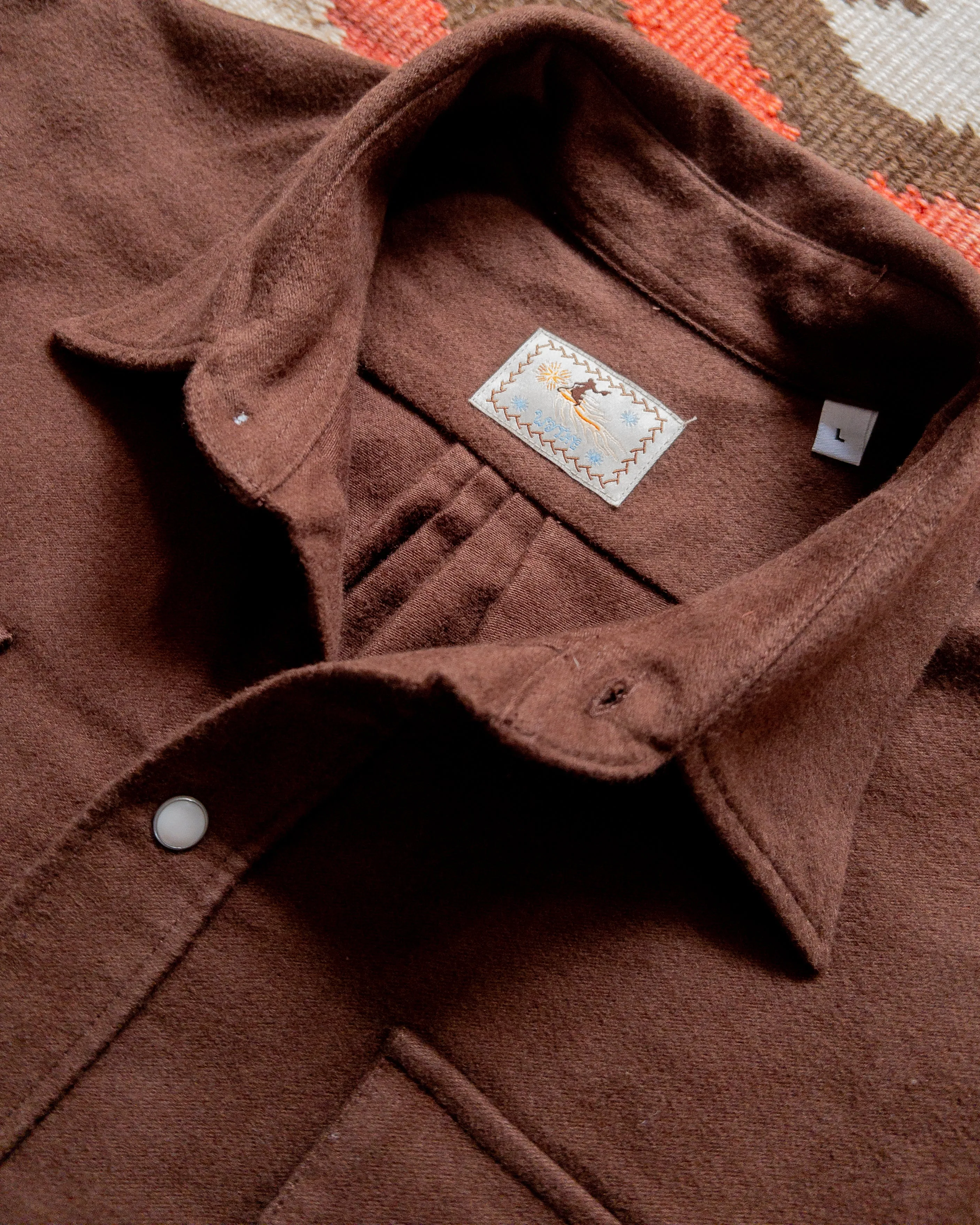 Moleskin Pearlsnap Shirt - Cocoa sold by Wythe NY product image thumbnail 3
