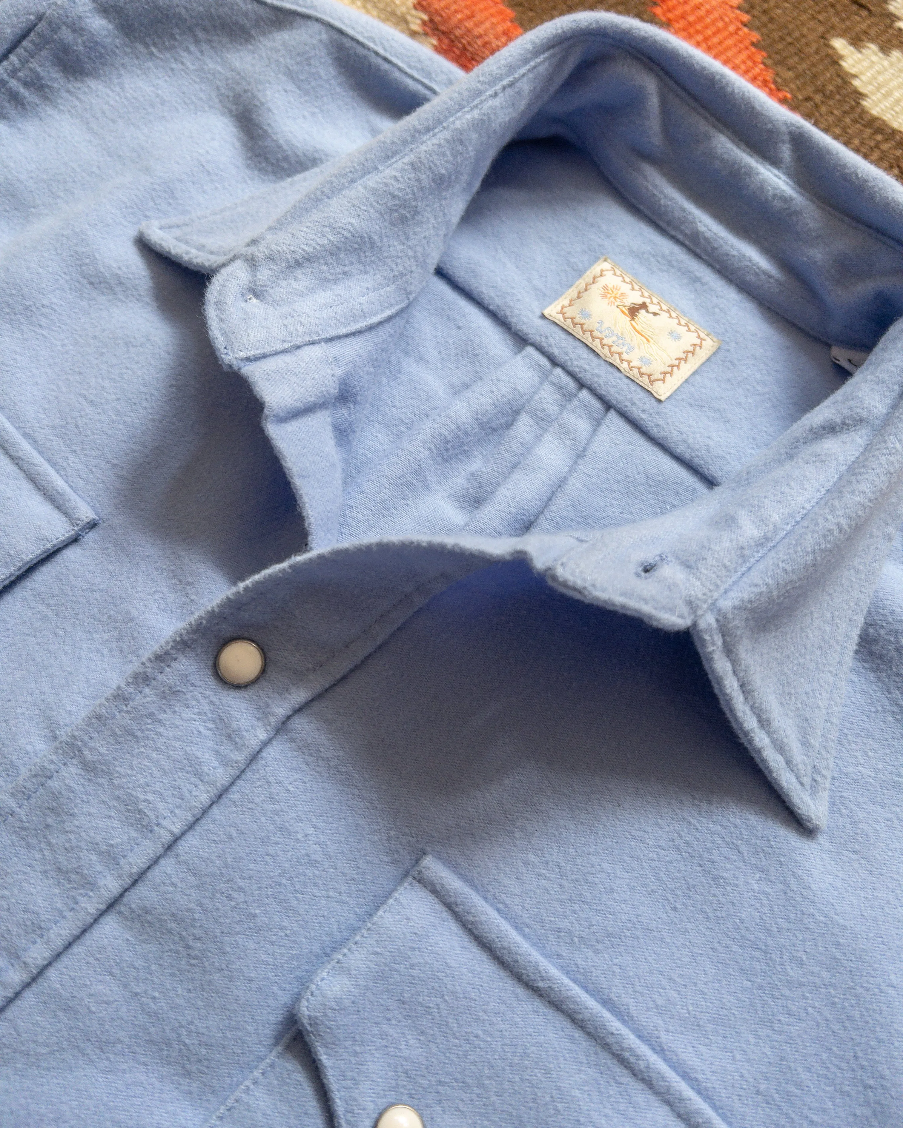 Moleskin Pearlsnap Shirt - Cornflower sold by Wythe NY product image thumbnail 3