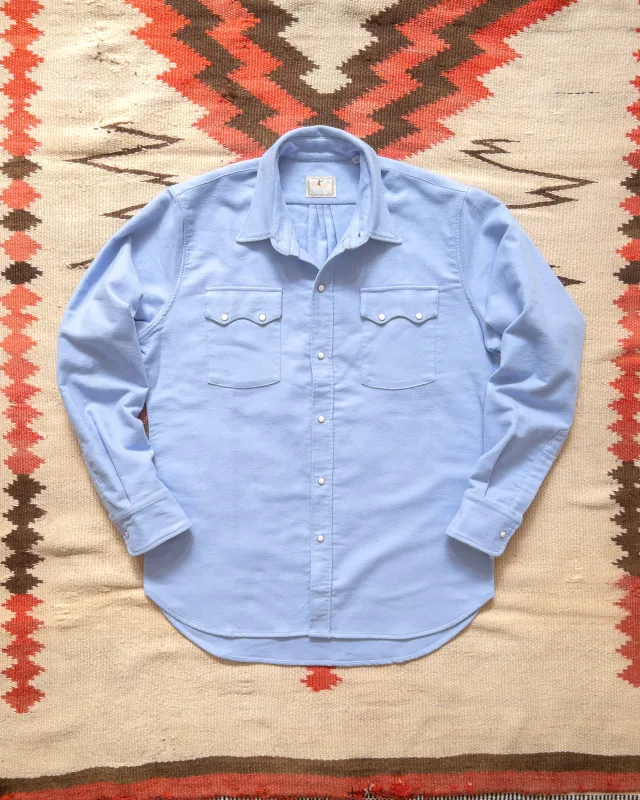 Moleskin Pearlsnap Shirt - Cornflower sold by Wythe NY
