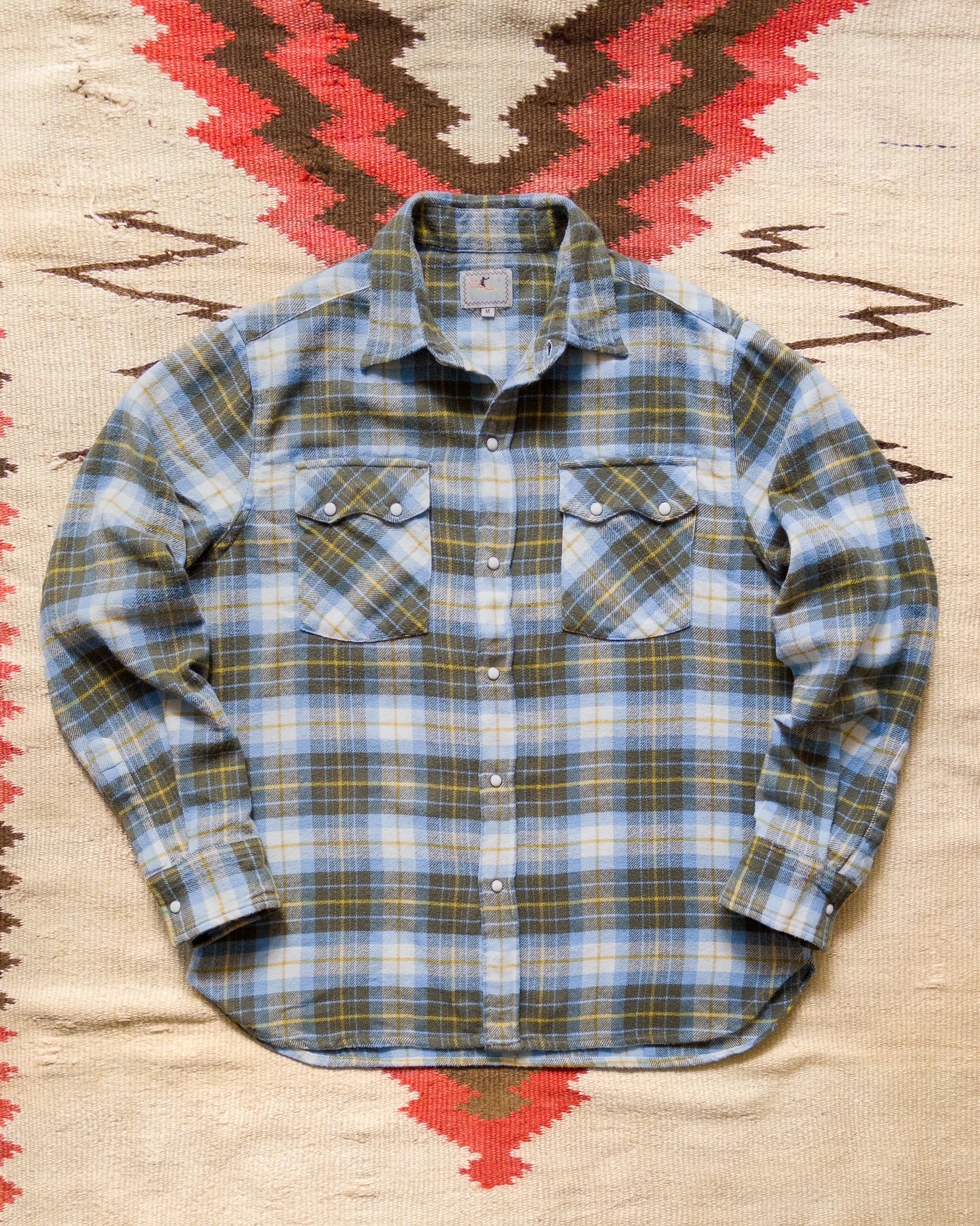 Washed Flannel Pearlsnap Shirt - Gold Ravine sold by Wythe NY