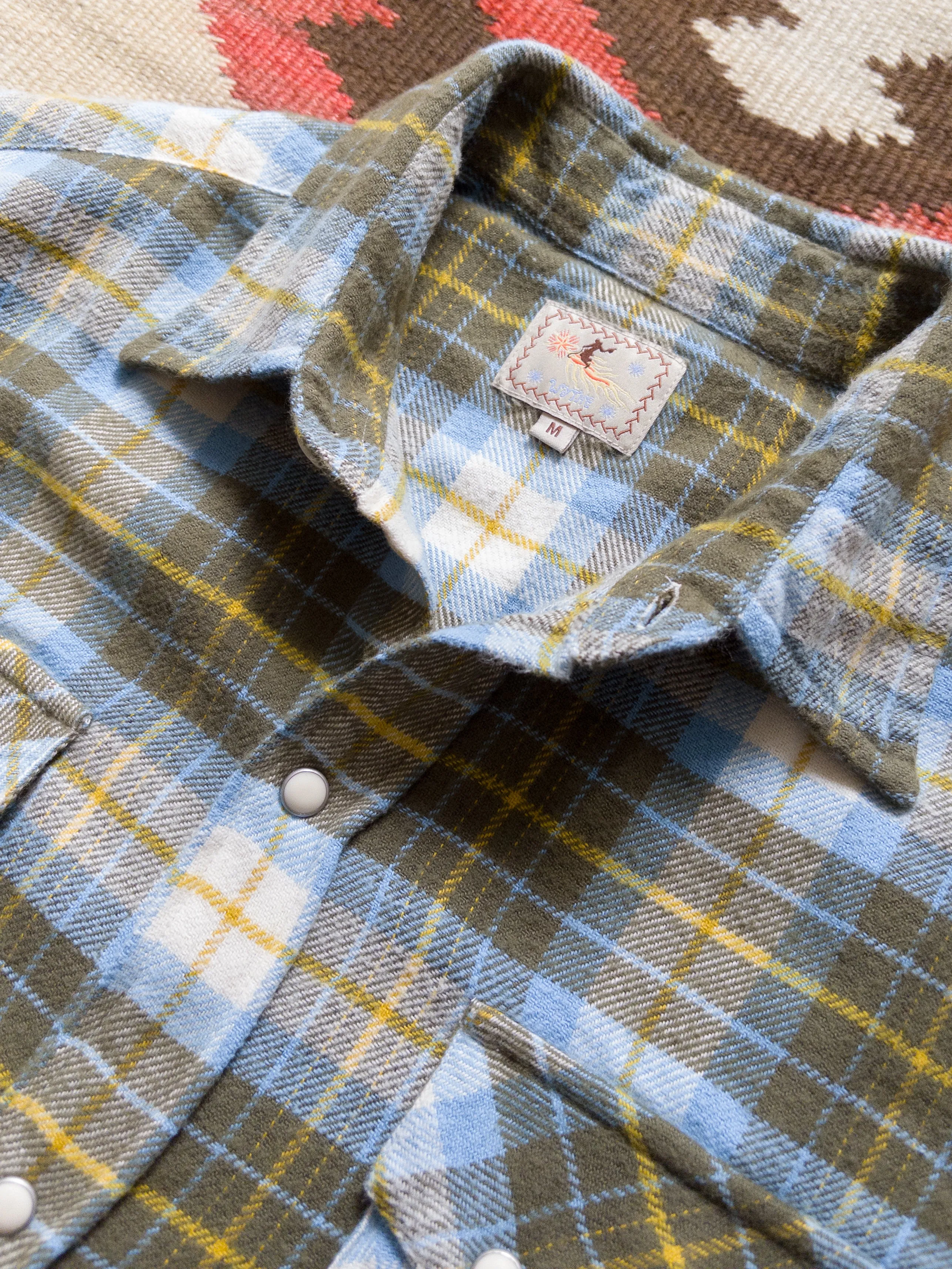 Washed Flannel Pearlsnap Shirt - Gold Ravine sold by Wythe NY product image thumbnail 3