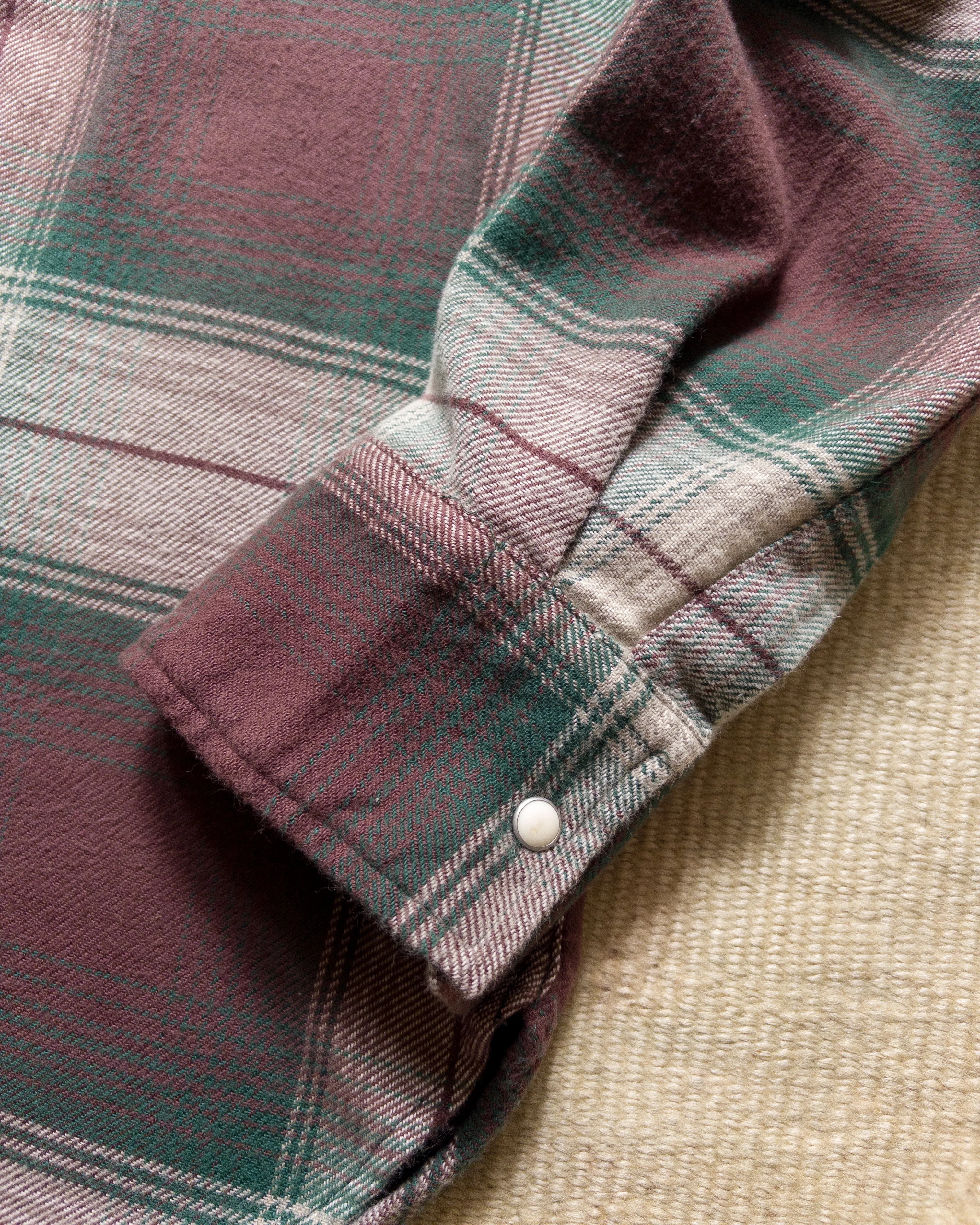 Washed Flannel Pearlsnap Shirt - Grizzly Shadow Plaid sold by Wythe NY product image thumbnail 4