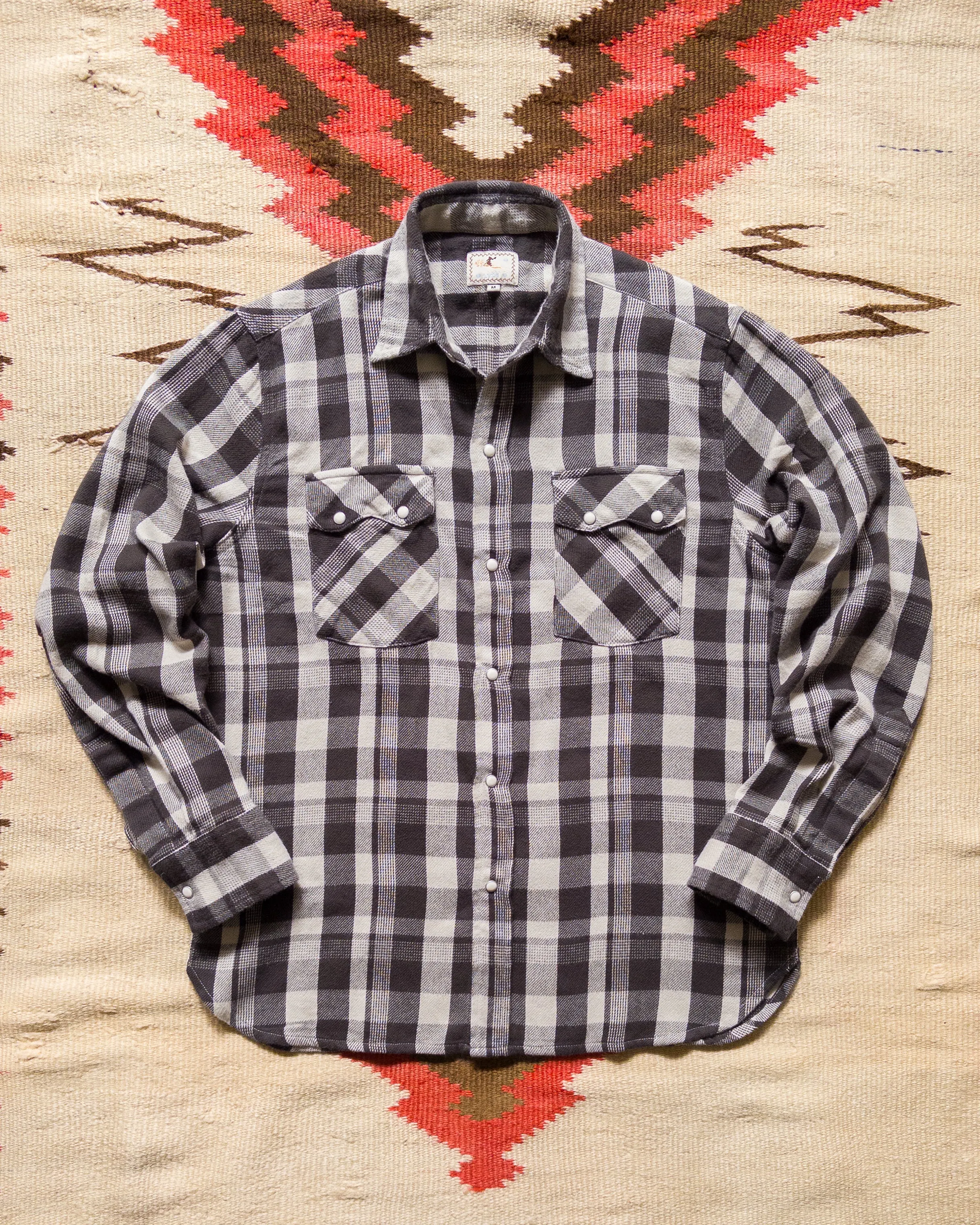 Washed Flannel Pearlsnap Shirt - Night Pitch sold by Wythe NY