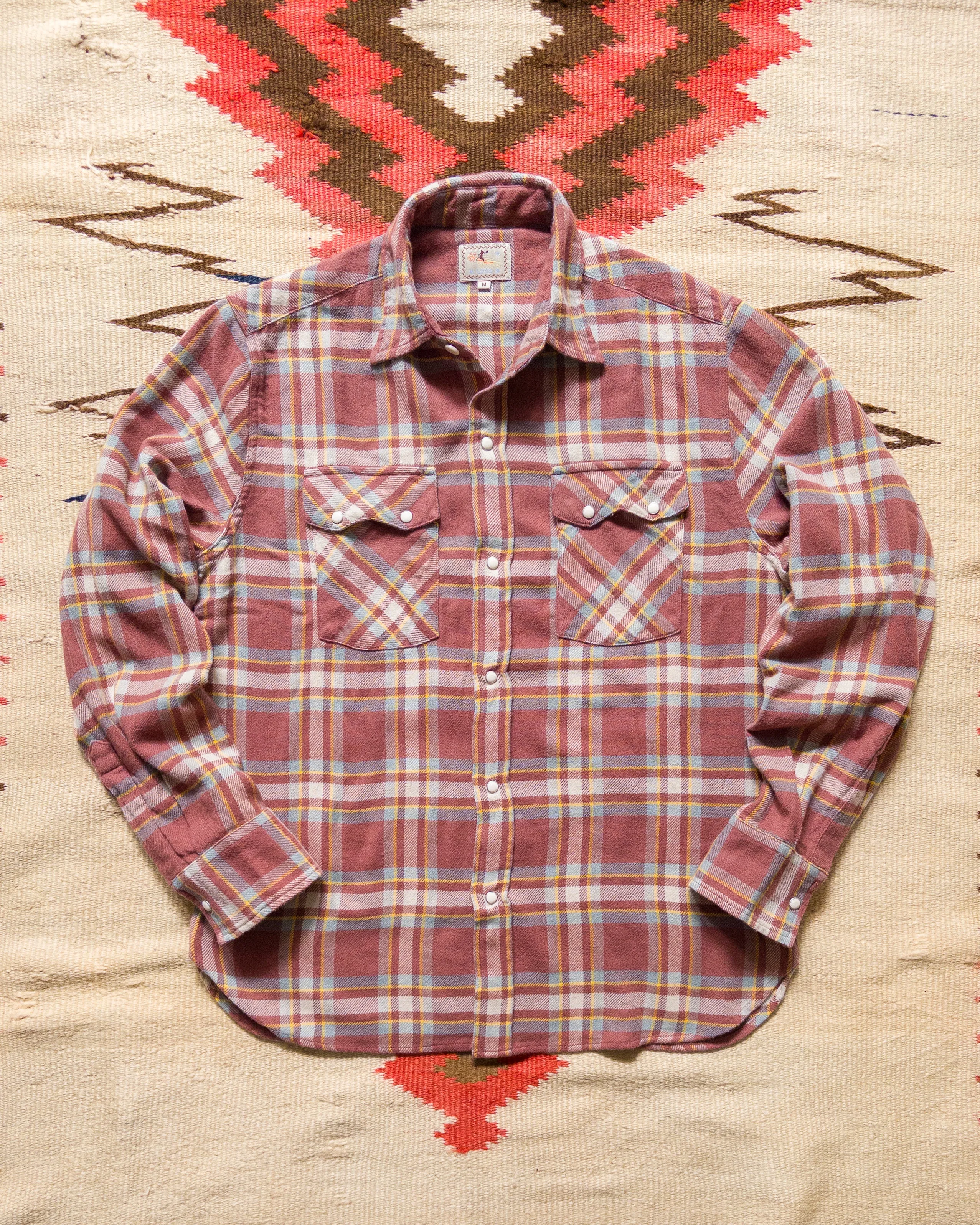 Washed Flannel Pearlsnap Shirt - Autumn Rust sold by Wythe NY