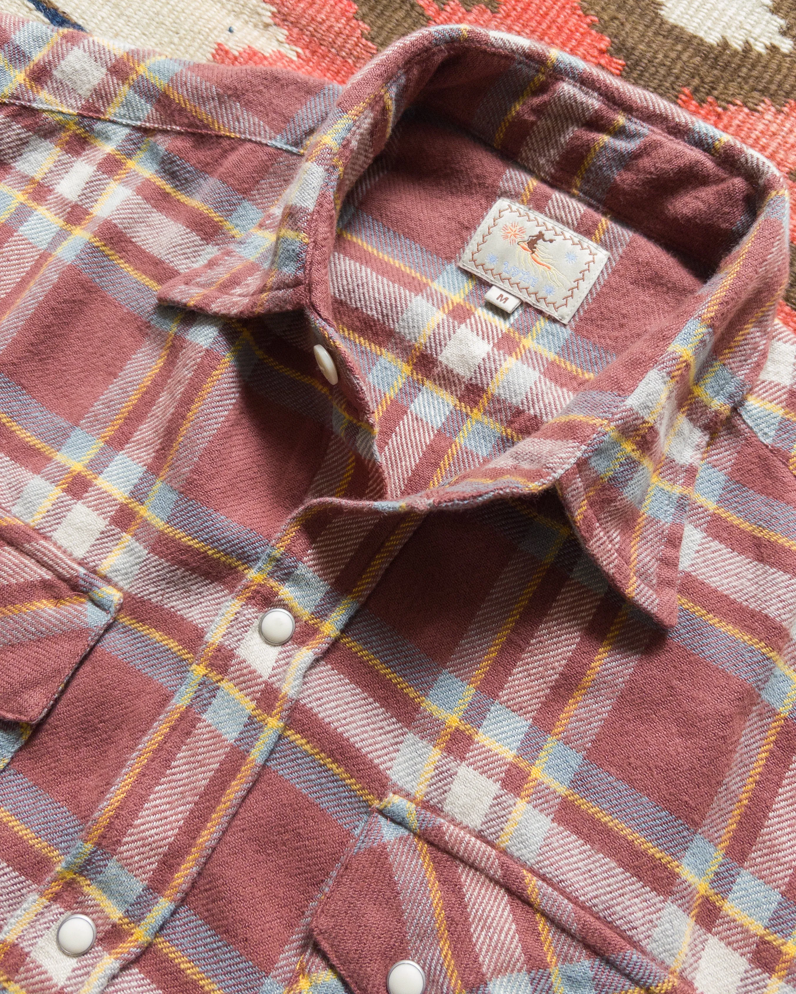 Washed Flannel Pearlsnap Shirt - Autumn Rust sold by Wythe NY product image thumbnail 3