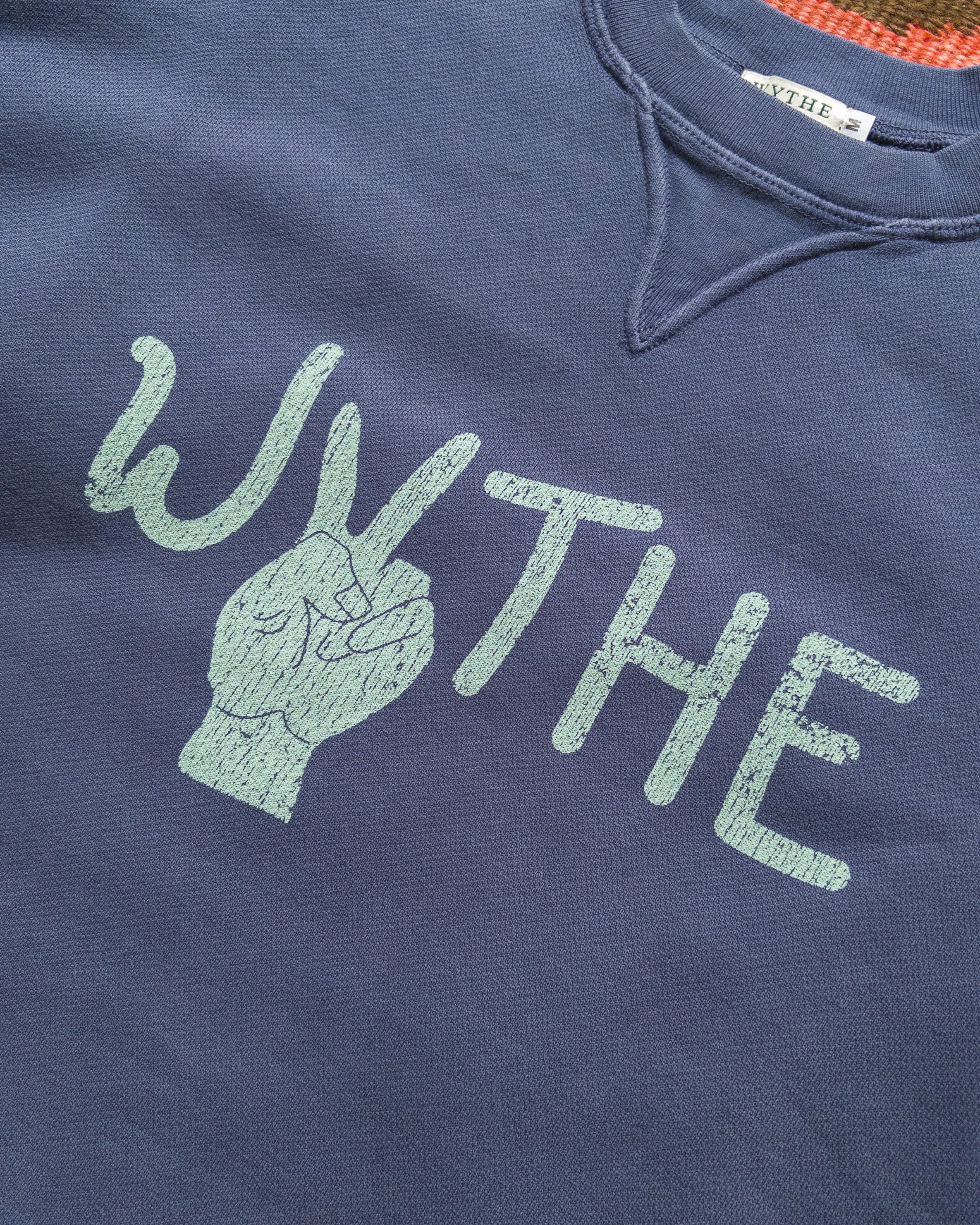Peace Crewneck Sweatshirt - Faded Navy sold by Wythe NY product image thumbnail 2