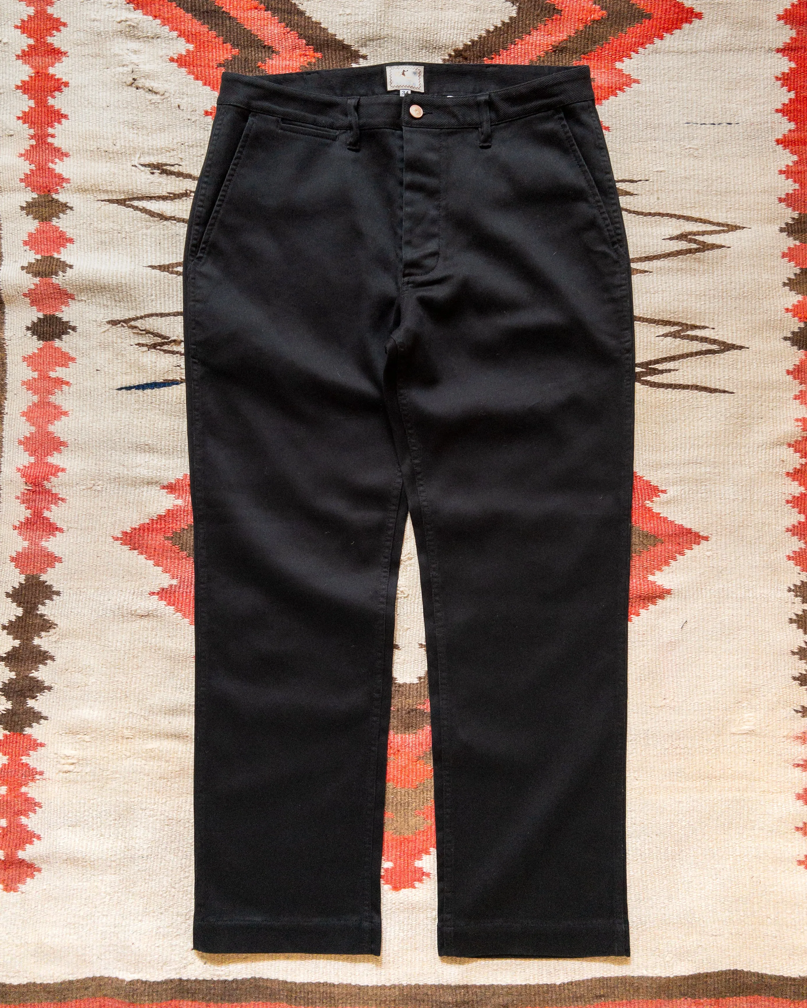 Bedford Cord Flat Front Chinos - Black sold by Wythe NY