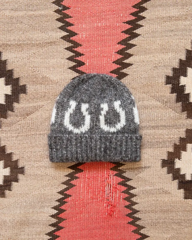 Alpaca Horseshoe Beanie - Charcoal sold by Wythe NY