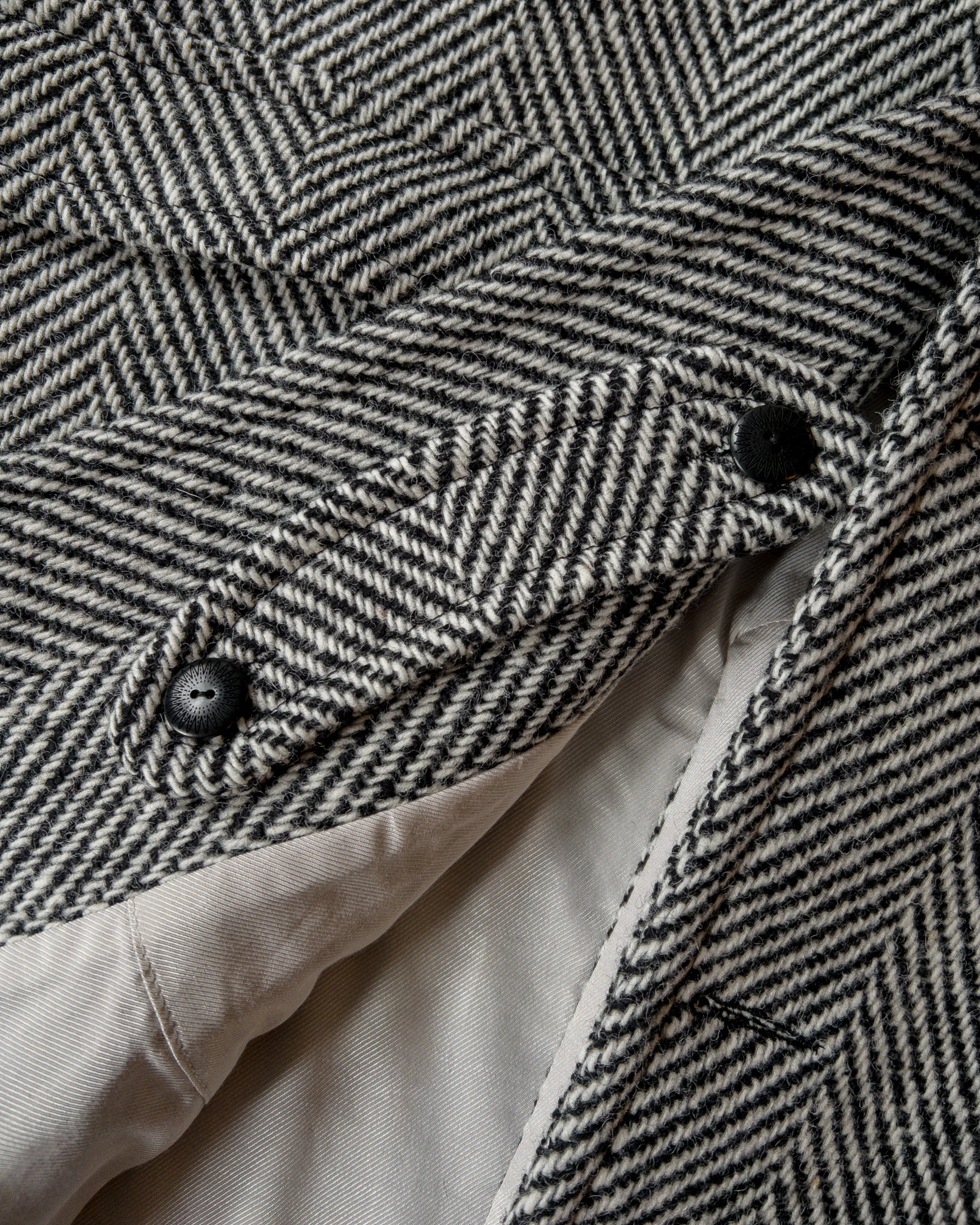 Raglan Wool Overcoat - Black/Cream Herringbone Tweed sold by Wythe NY product image thumbnail 3
