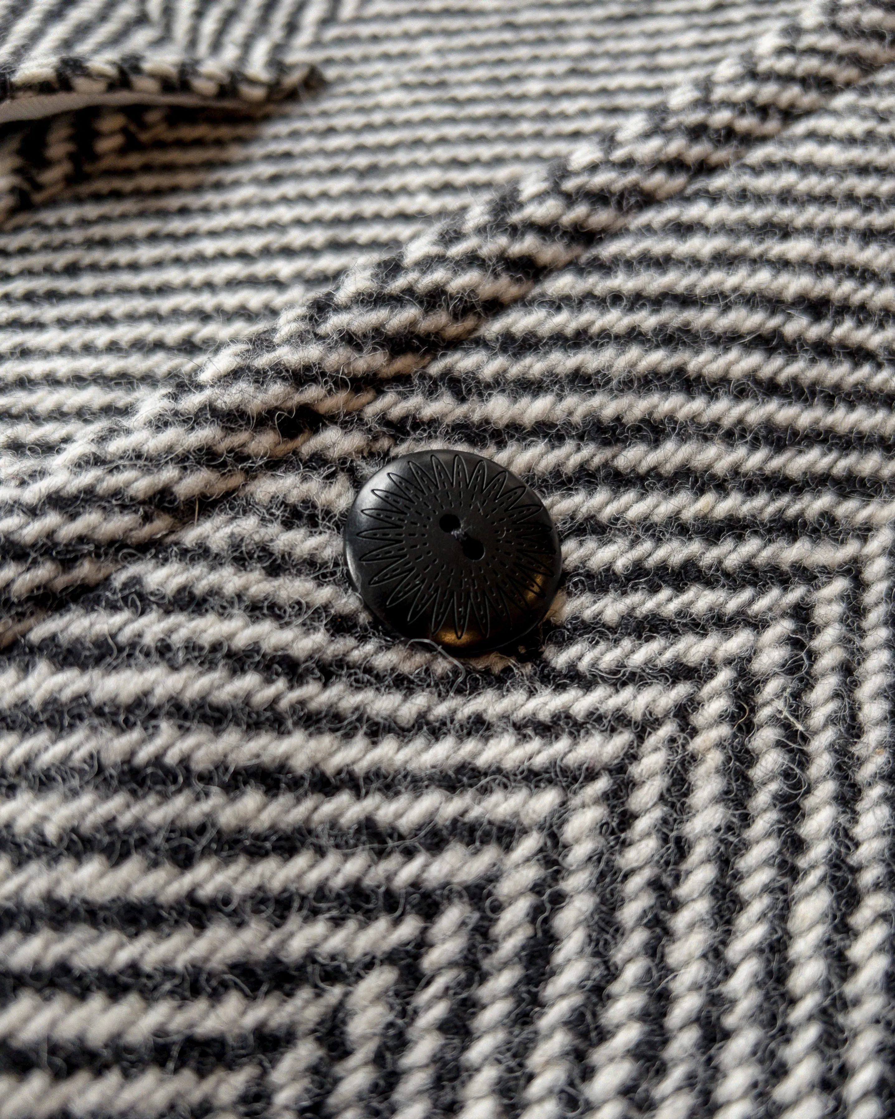 Raglan Wool Overcoat - Black/Cream Herringbone Tweed sold by Wythe NY product image thumbnail 2