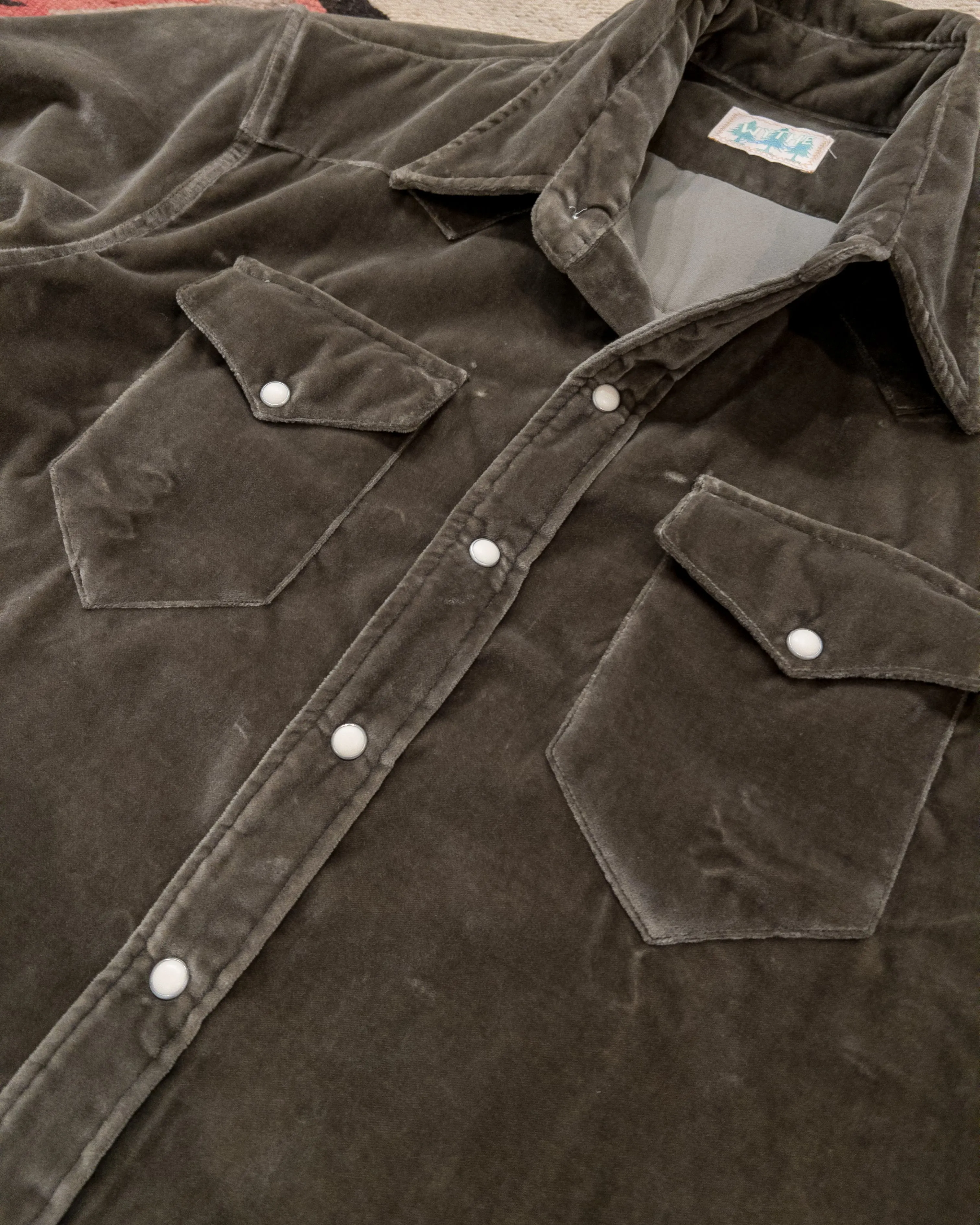 Velvet Pearlsnap Shirt - Smoke sold by Wythe NY product image thumbnail 2