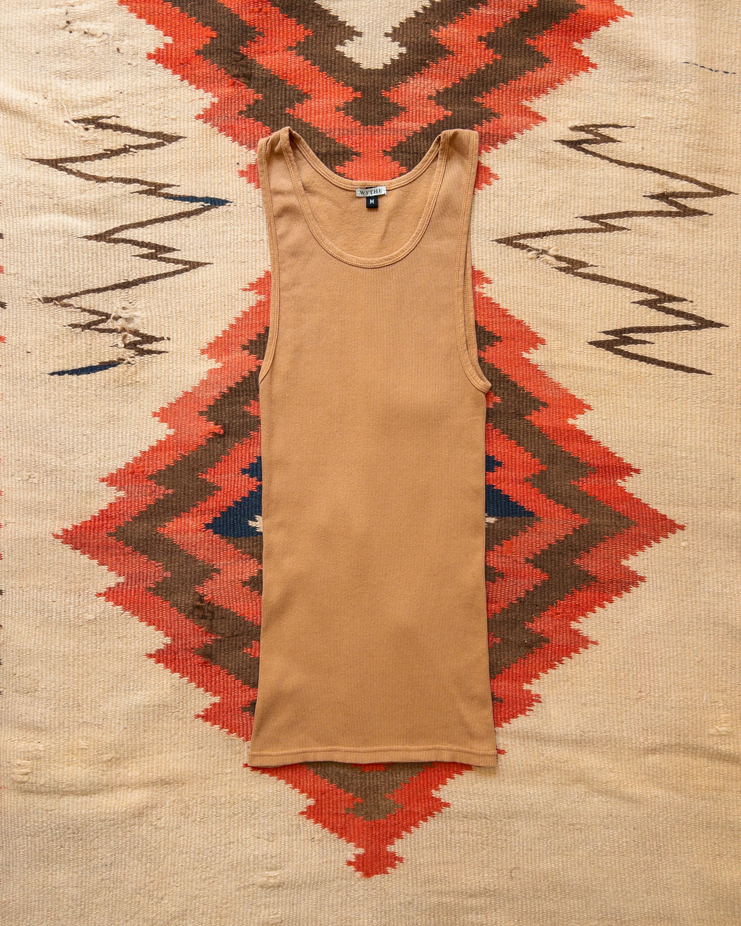 Tubular Cotton Ribbed Tank Top - Apricot - USA sold by Wythe NY