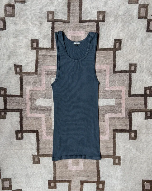 Tubular Cotton Ribbed Tank Top - Faded Black - USA sold by Wythe NY