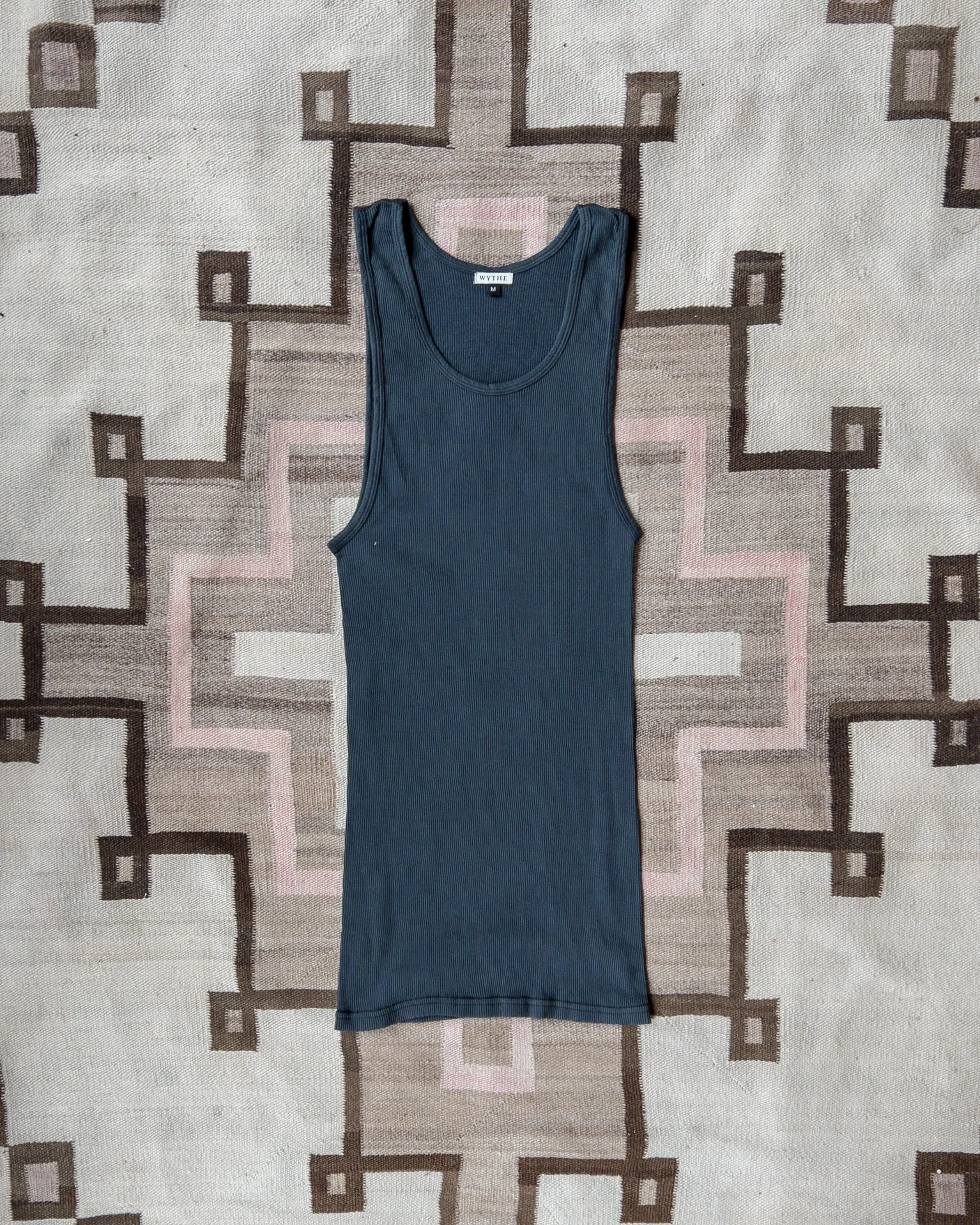 Tubular Cotton Ribbed Tank Top - Faded Black - USA sold by Wythe NY