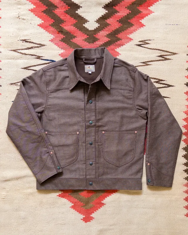 Japanese Wabash Stripe Moleskin Ranch Jacket - Espresso Brown sold by Wythe NY