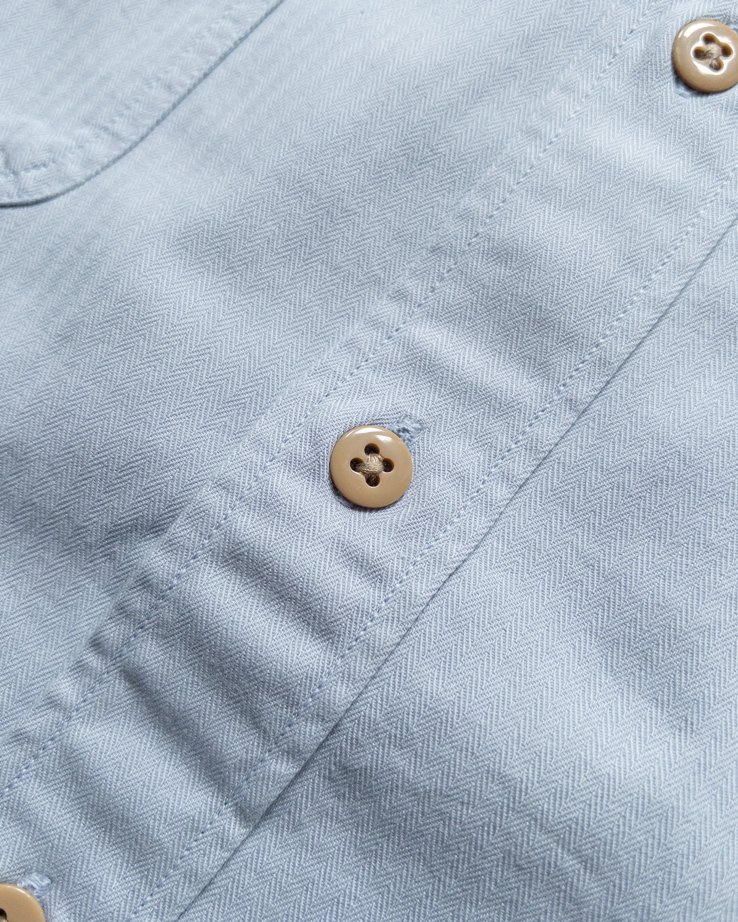 Cotton Herringbone Officer's Shirt - Faded Bench Blue sold by Wythe NY product image thumbnail 3