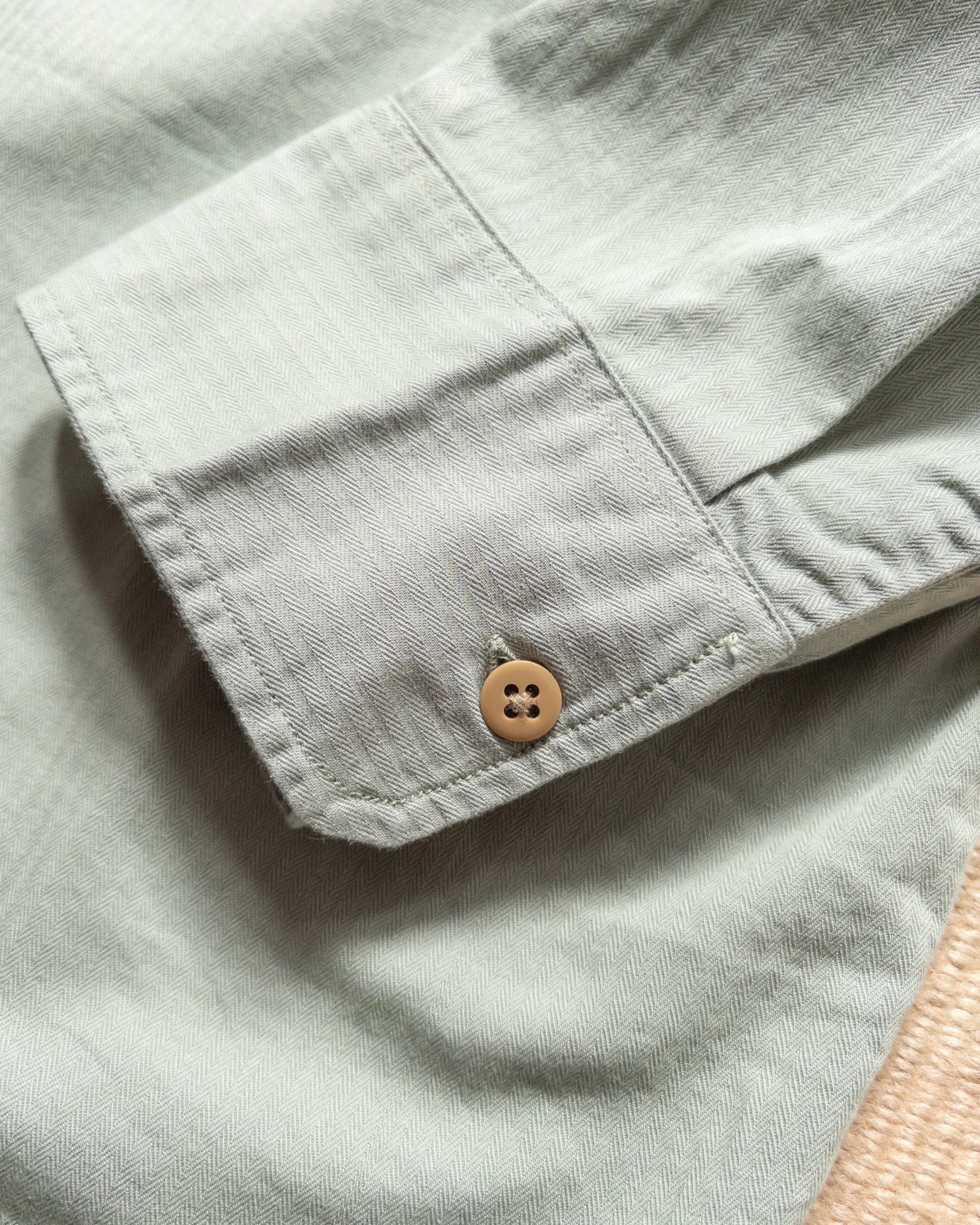 Cotton Herringbone Officer's Shirt - Sage sold by Wythe NY product image thumbnail 4
