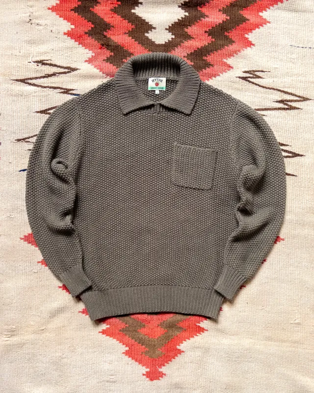 Moss Stitch Collared Sweater - Dusty Olive made by Wythe NY