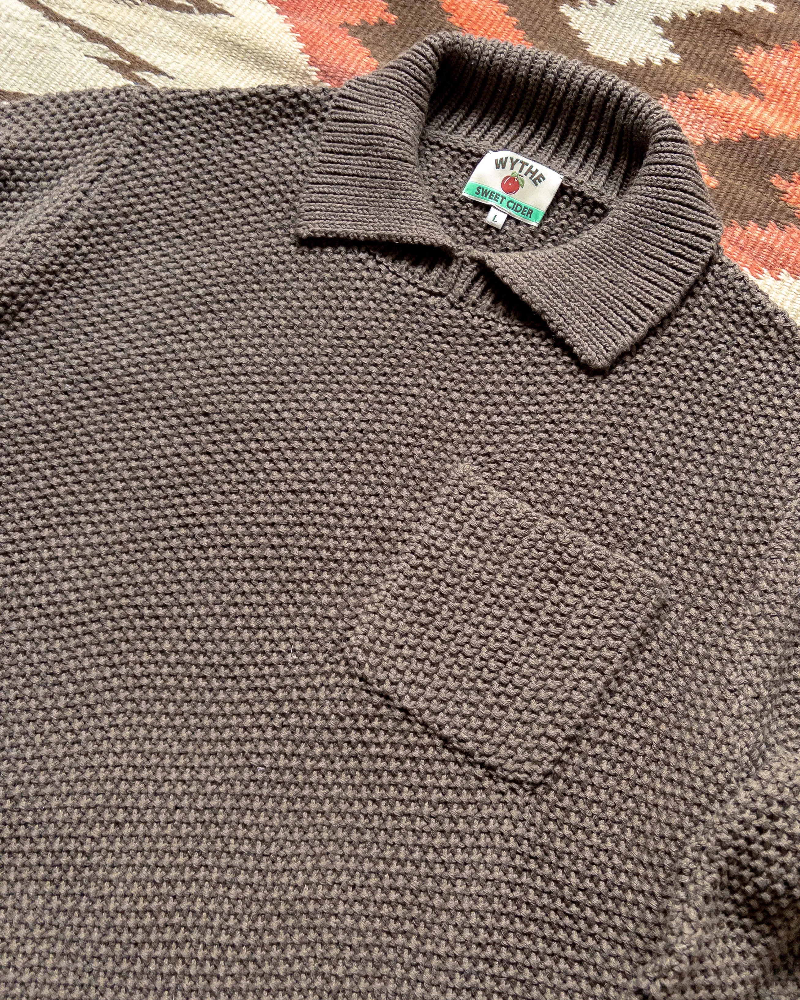 Moss Stitch Collared Sweater - Dusty Olive sold by Wythe NY product image thumbnail 2