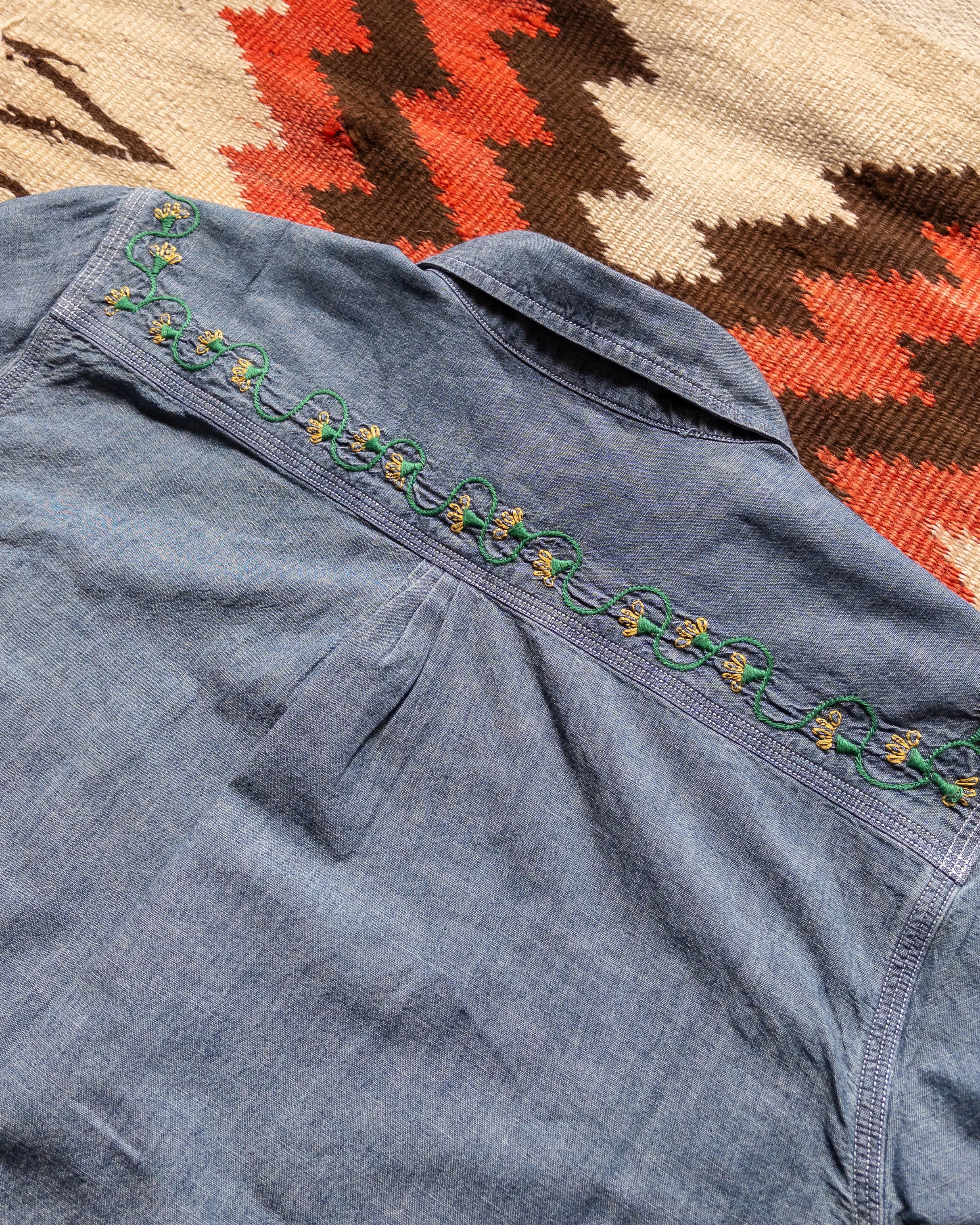 Embroidered Chambray Workshirt - Rinsed Indigo sold by Wythe NY product image thumbnail 5