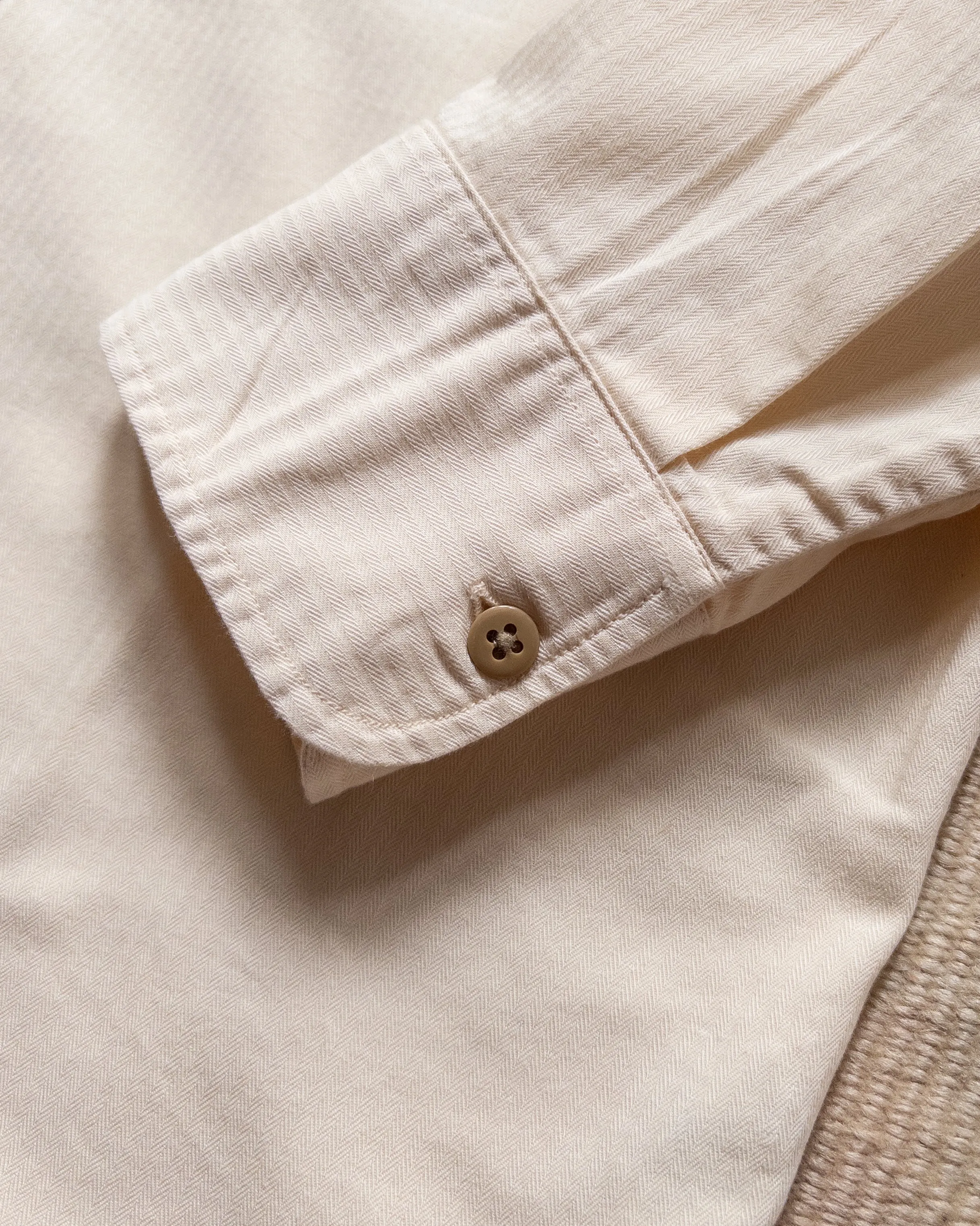 Cotton Herringbone Officer's Shirt - Buttermilk sold by Wythe NY product image thumbnail 4