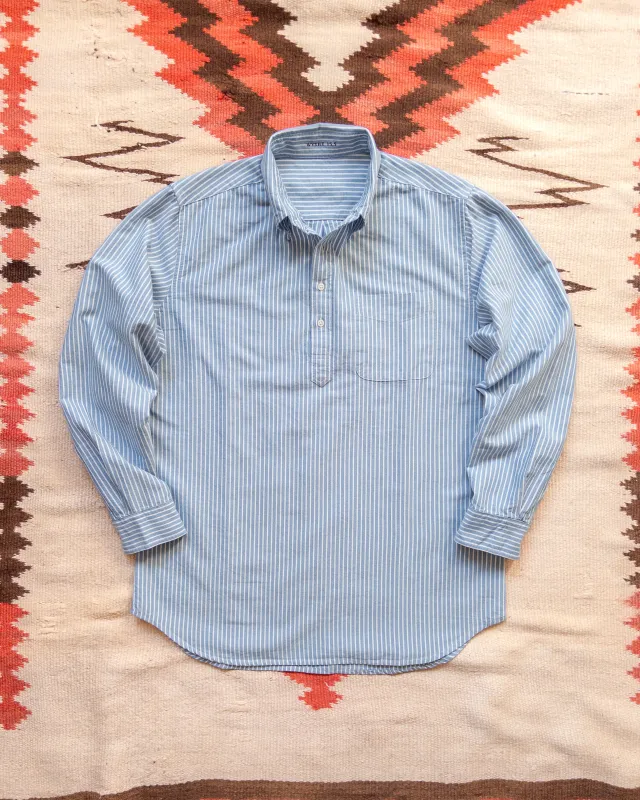 Oxford Cloth Button Down Popover - Blue and White Stripe made by Wythe NY
