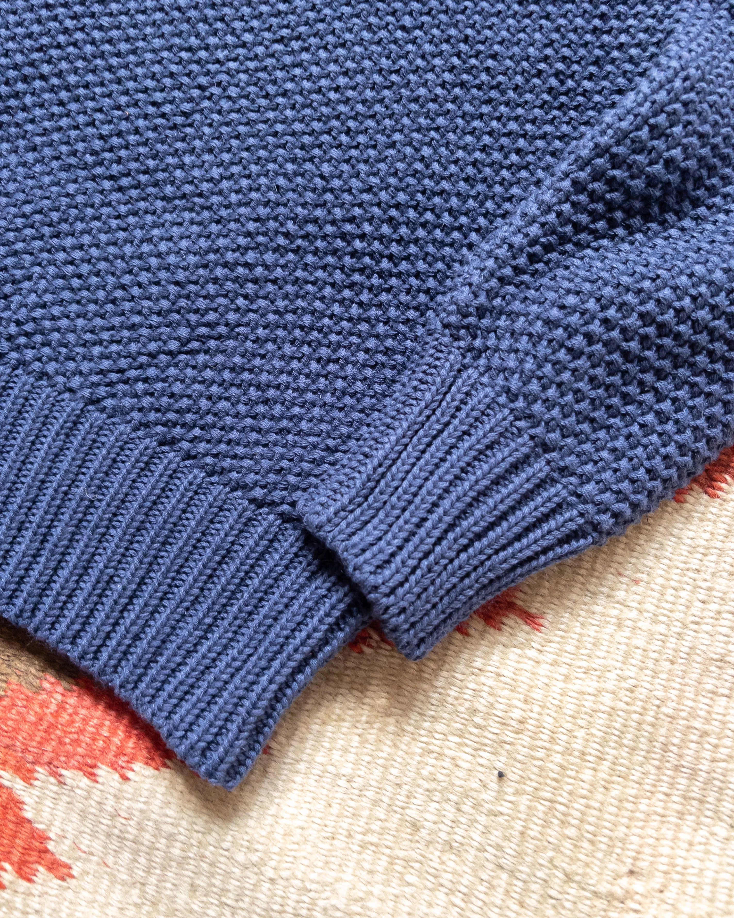 Moss Stitch Collared Sweater - Faded Navy sold by Wythe NY product image thumbnail 3