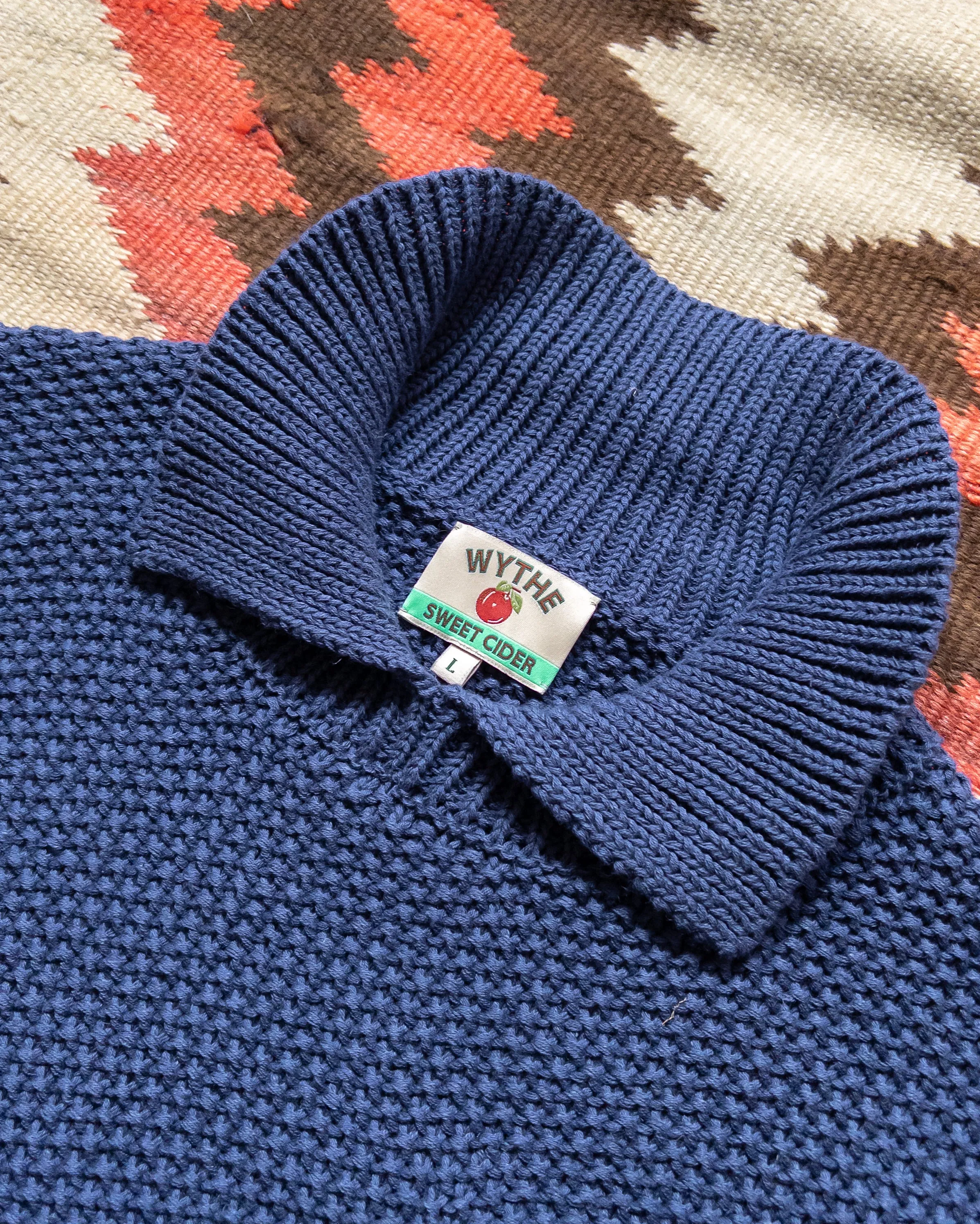 Moss Stitch Collared Sweater - Faded Navy sold by Wythe NY product image thumbnail 4