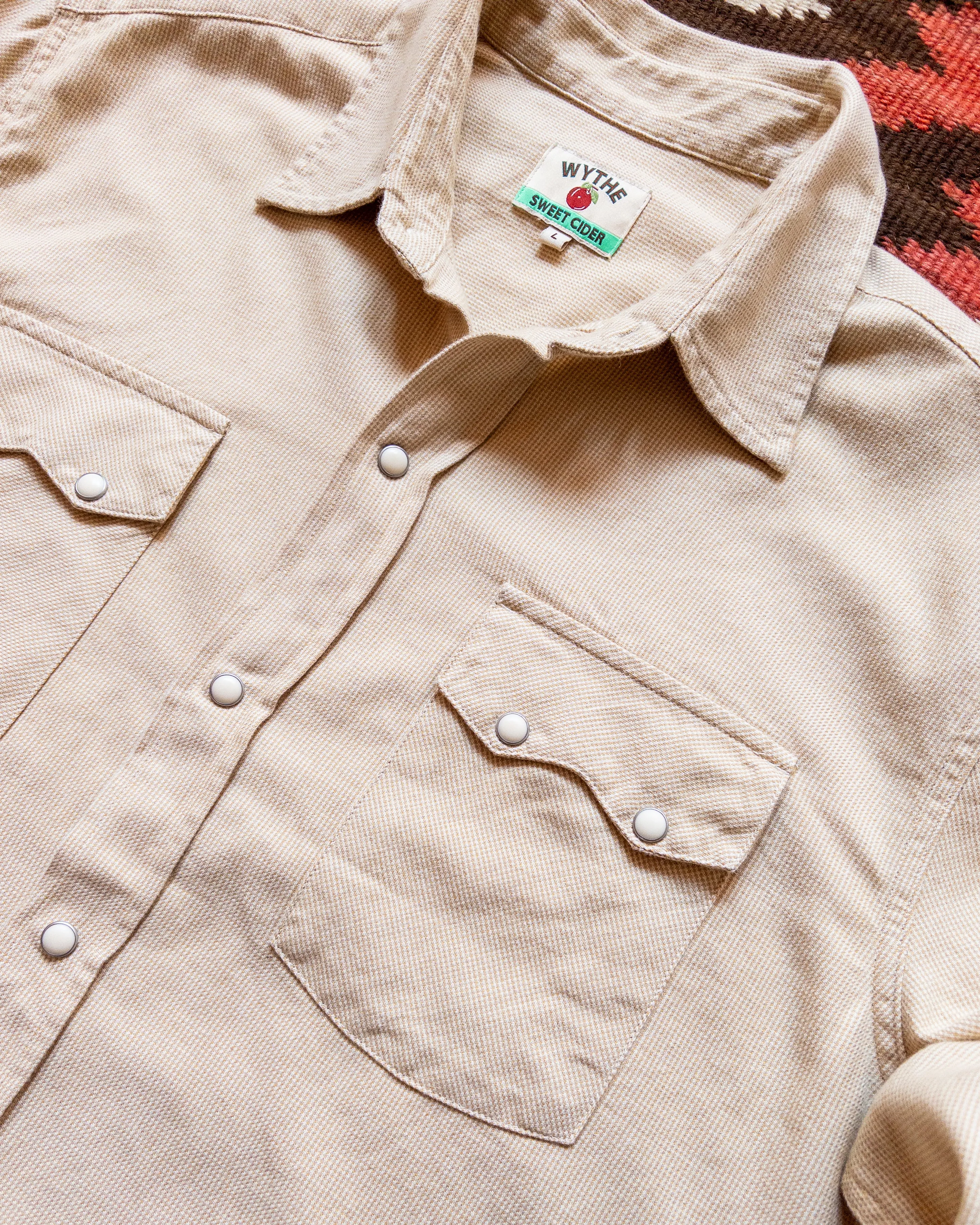 Vintage Tickweave Pearlsnap Shirt - Butterscotch sold by Wythe NY product image thumbnail 2