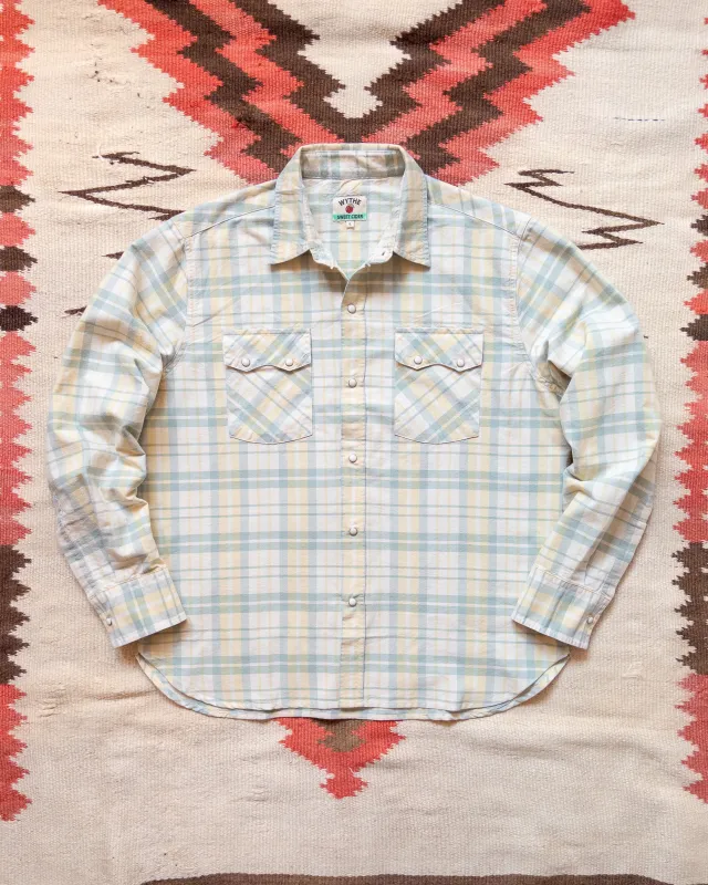 Oxford Cloth Pearlsnap Shirt - Sage and Sunflower Plaid sold by Wythe NY