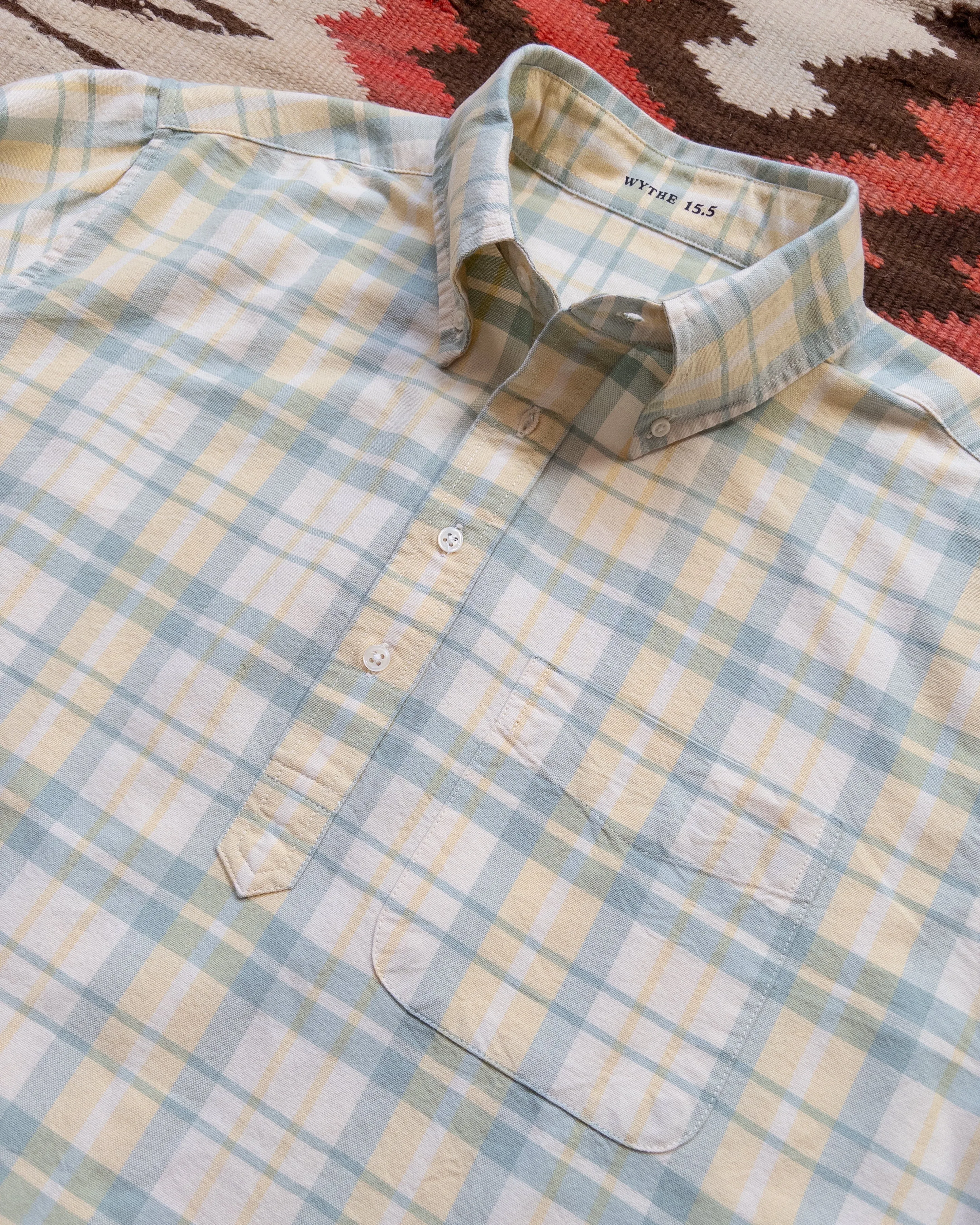 Oxford Cloth Button Down Popover - Sage and Sunflower Plaid sold by Wythe NY product image thumbnail 2