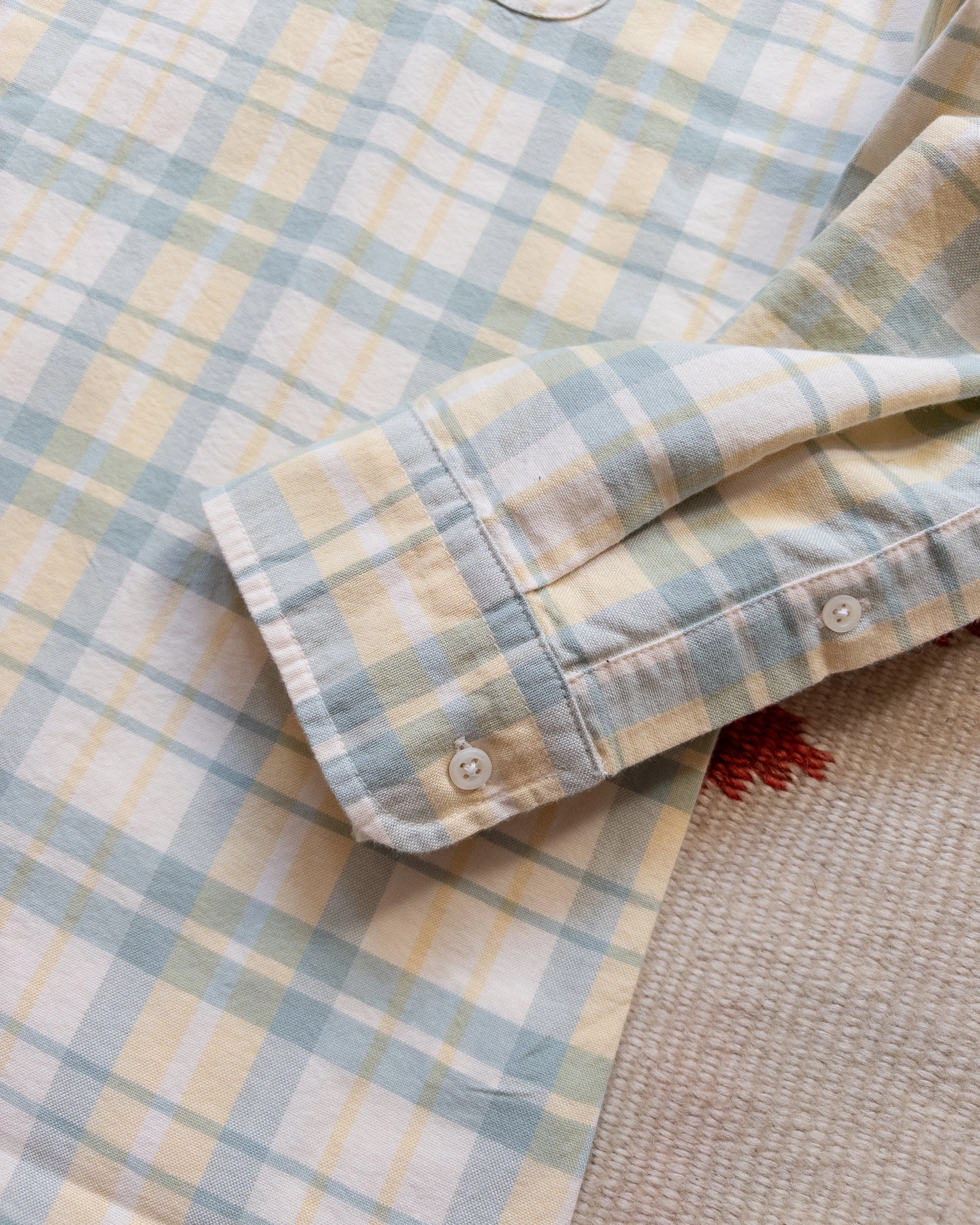 Oxford Cloth Button Down Popover - Sage and Sunflower Plaid sold by Wythe NY product image thumbnail 3