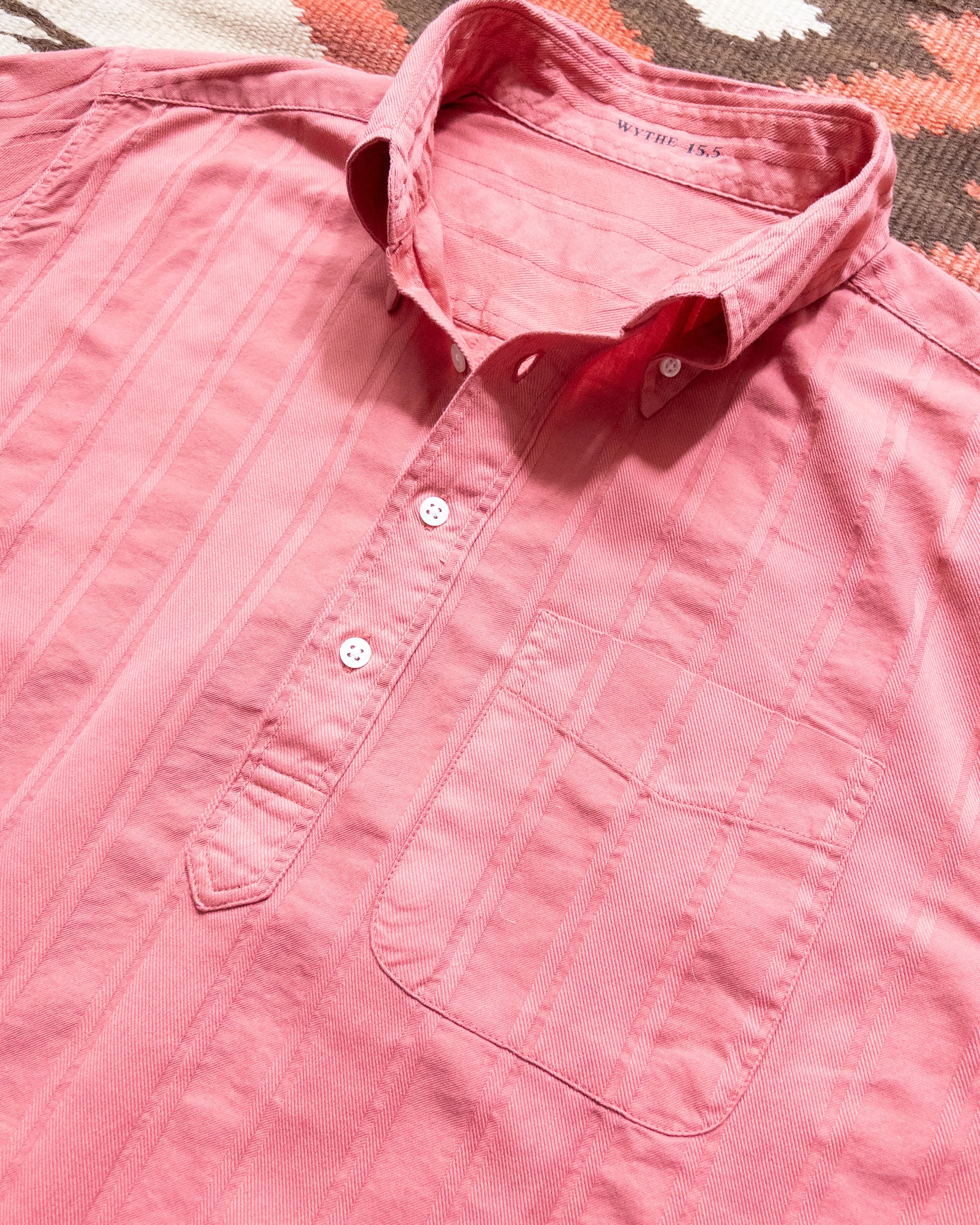 French Hickory Stripe Popover Button Down - Poppy Red sold by Wythe NY product image thumbnail 2