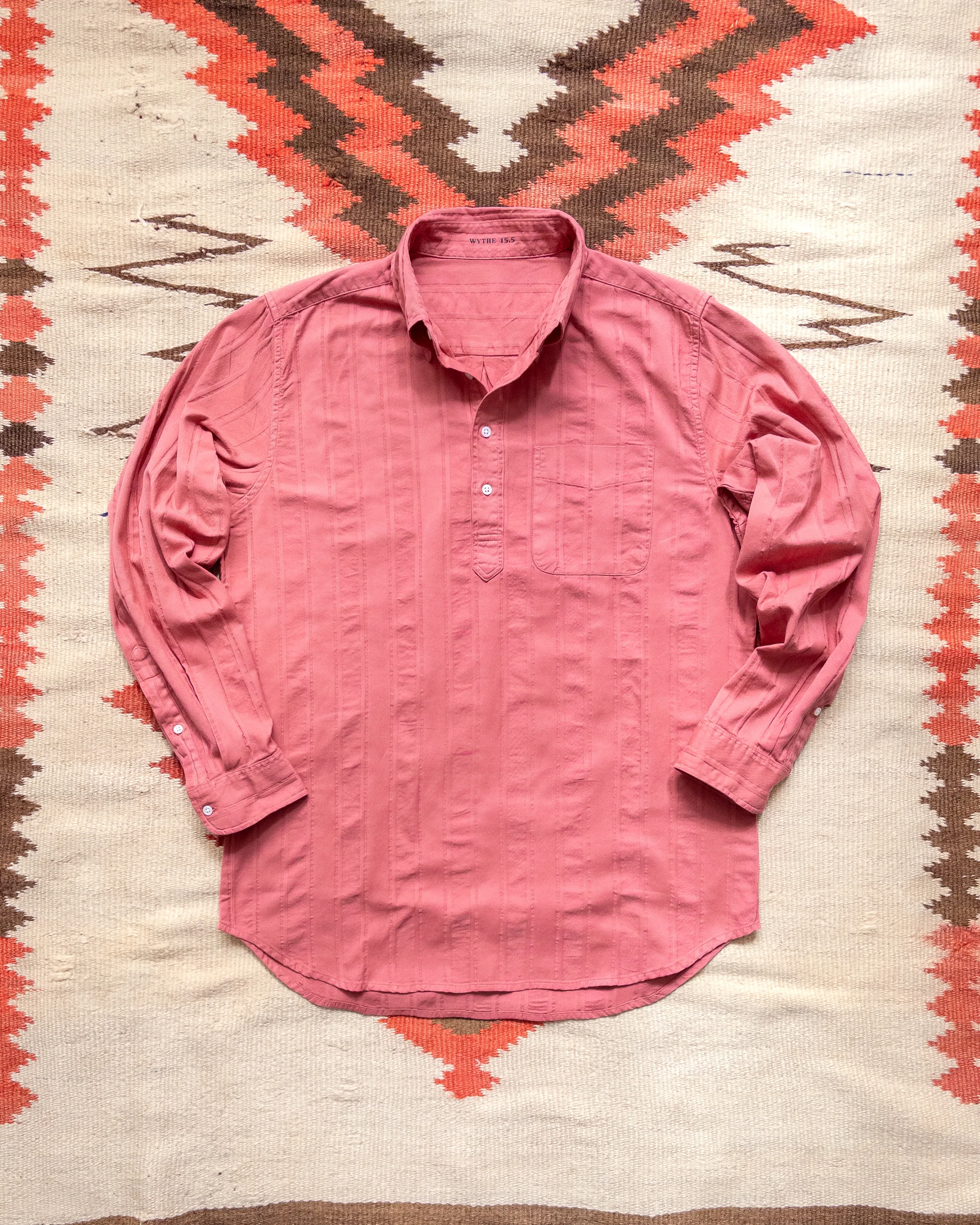 French Hickory Stripe Popover Button Down - Poppy Red sold by Wythe NY