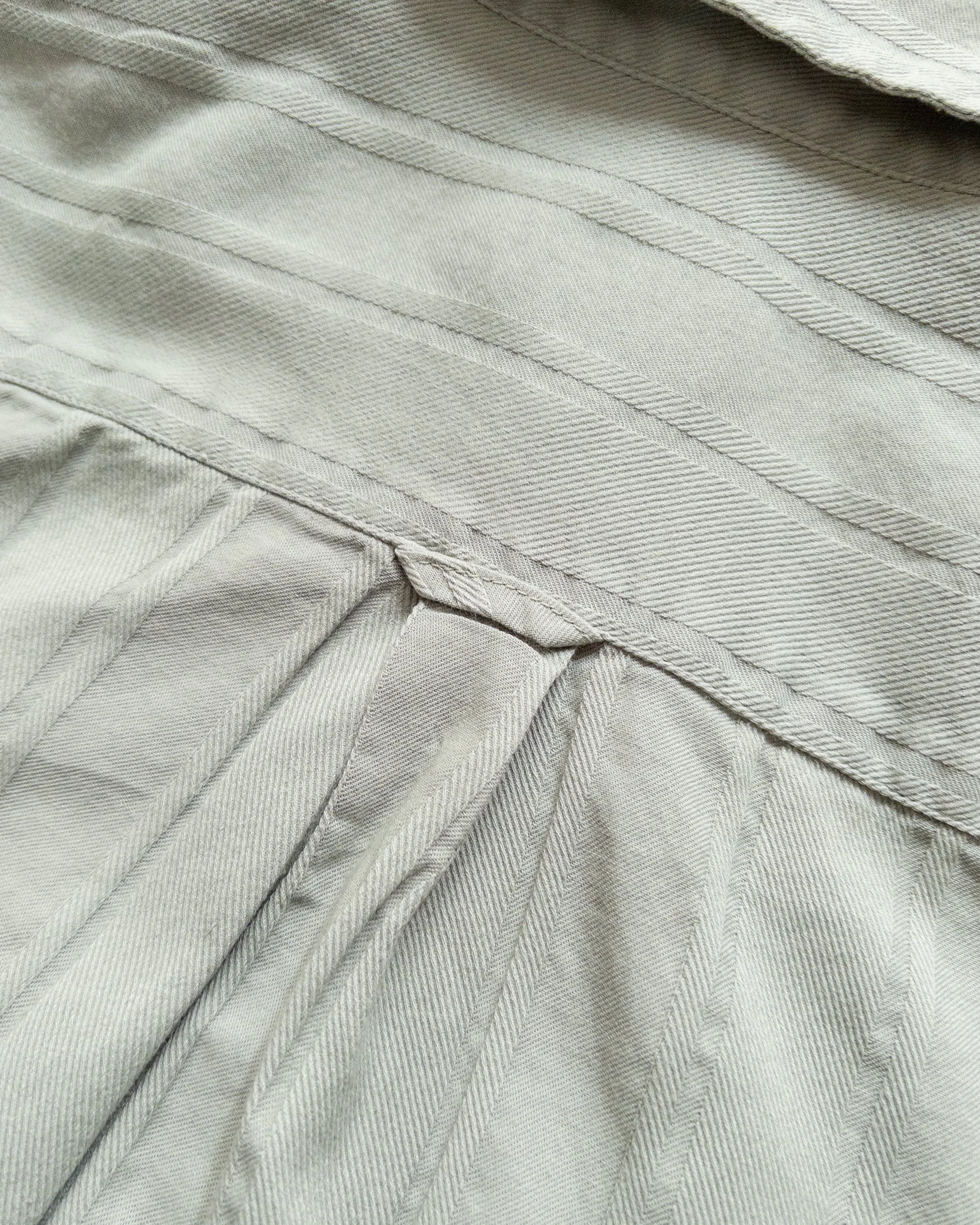 French Hickory Stripe Popover Button Down - Sage sold by Wythe NY product image thumbnail 4