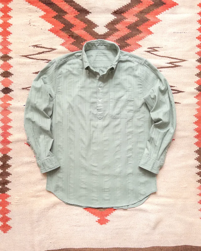 French Hickory Stripe Popover Button Down - Sage sold by Wythe NY