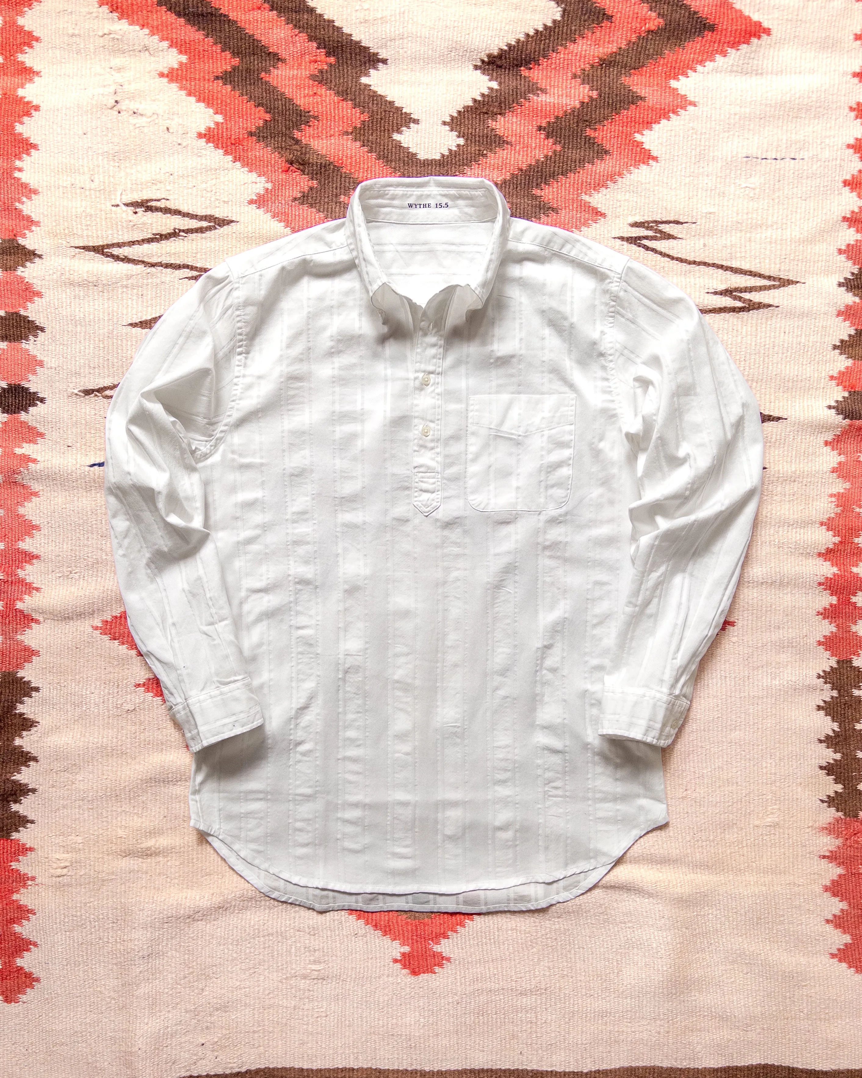 French Hickory Stripe Popover Button Down - Unbleached sold by Wythe NY