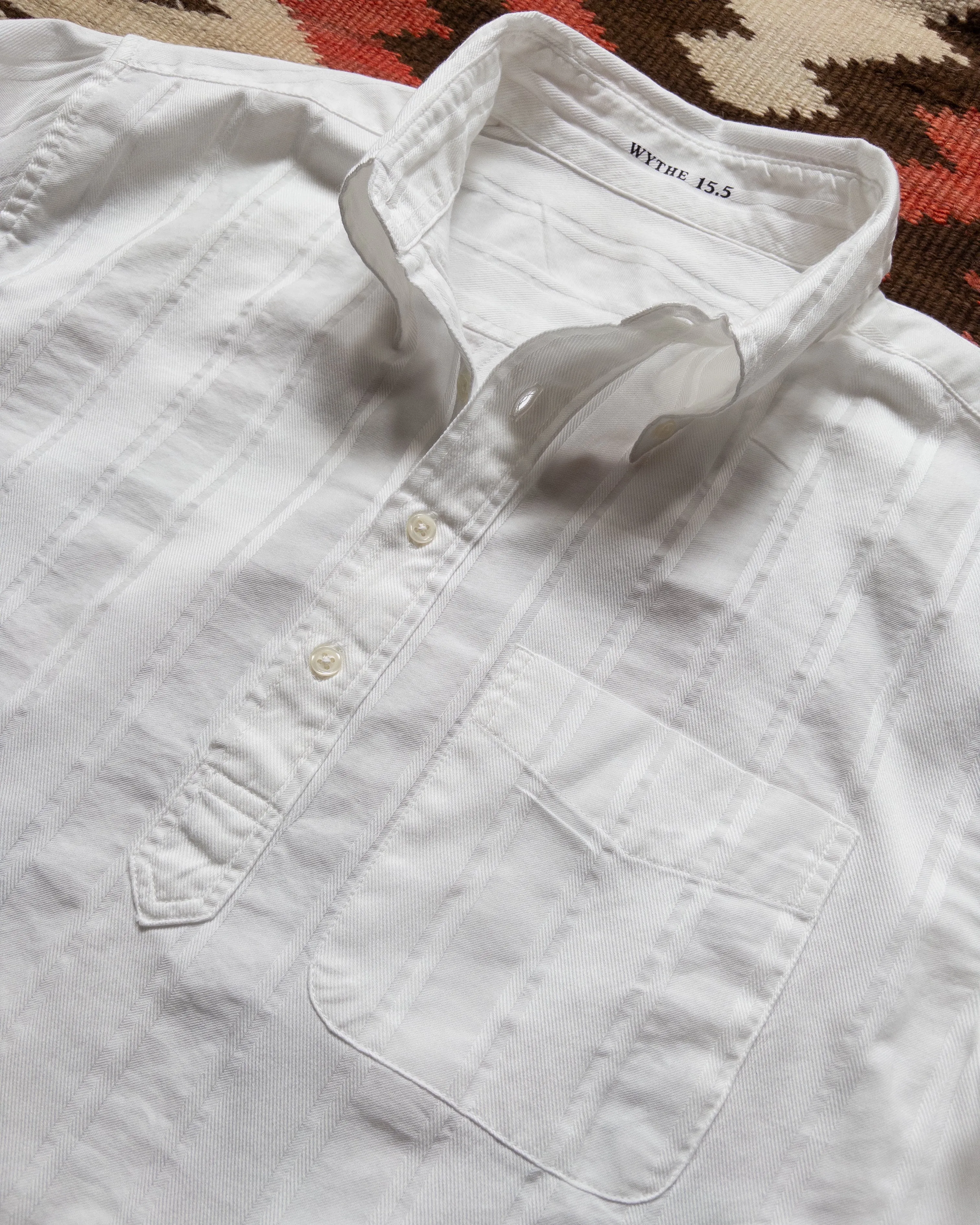French Hickory Stripe Popover Button Down - Unbleached sold by Wythe NY product image thumbnail 2