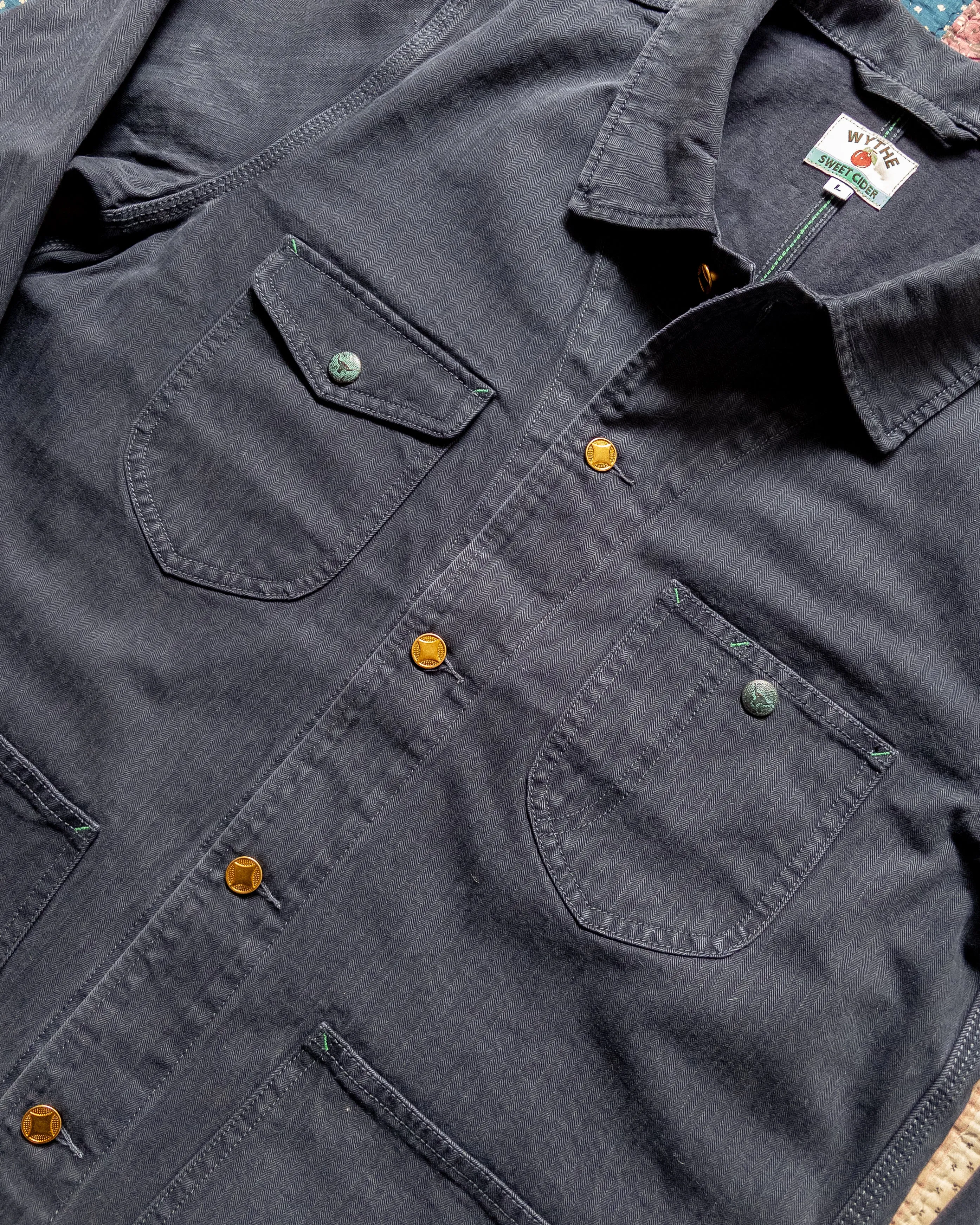 Japanese Cotton Herringbone Barn Jacket - Faded Navy sold by Wythe NY product image thumbnail 2
