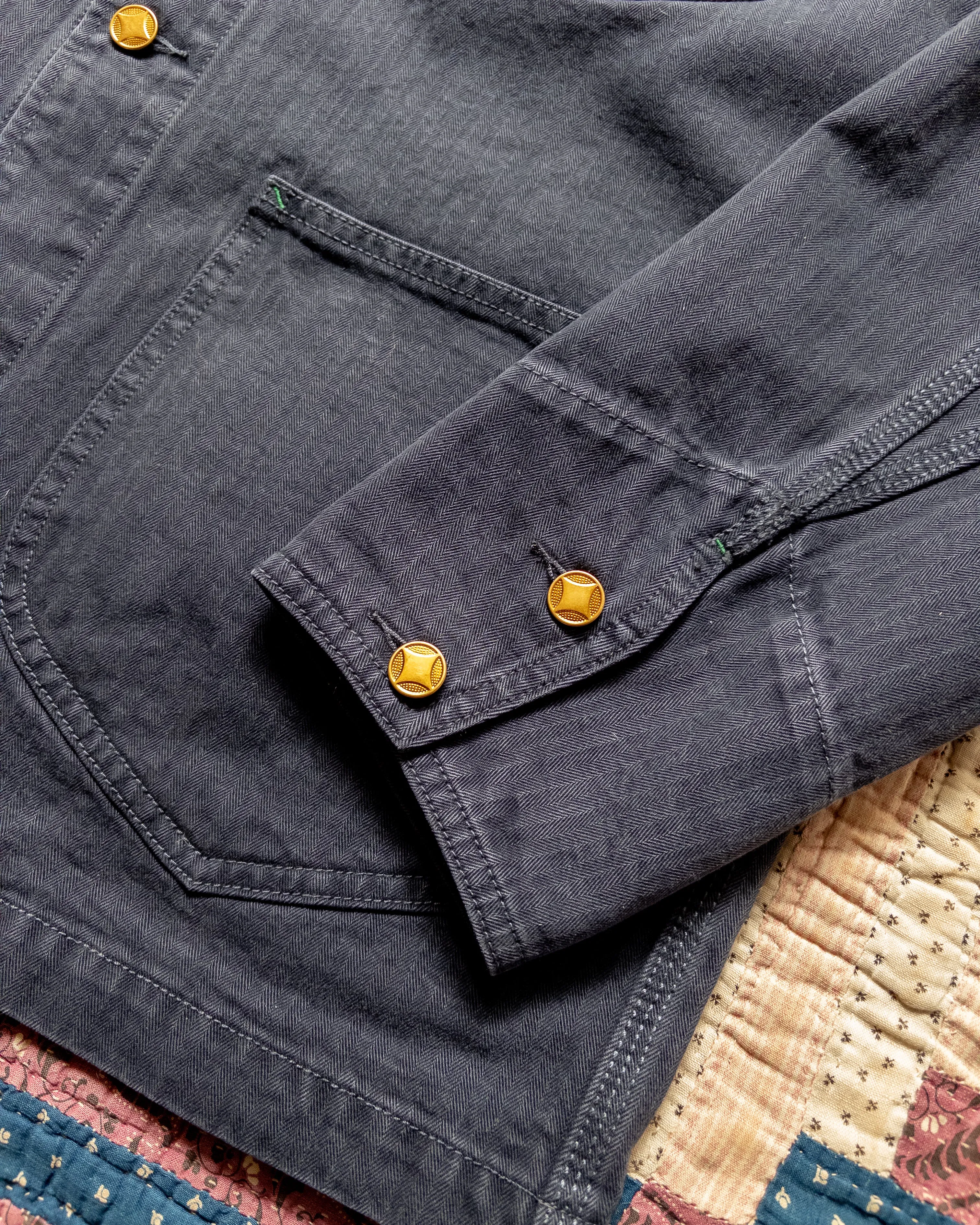 Japanese Cotton Herringbone Barn Jacket - Faded Navy sold by Wythe NY product image thumbnail 3