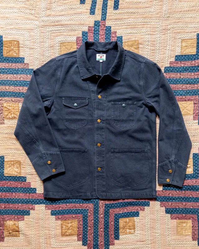 Japanese Cotton Herringbone Barn Jacket - Faded Navy made by Wythe NY