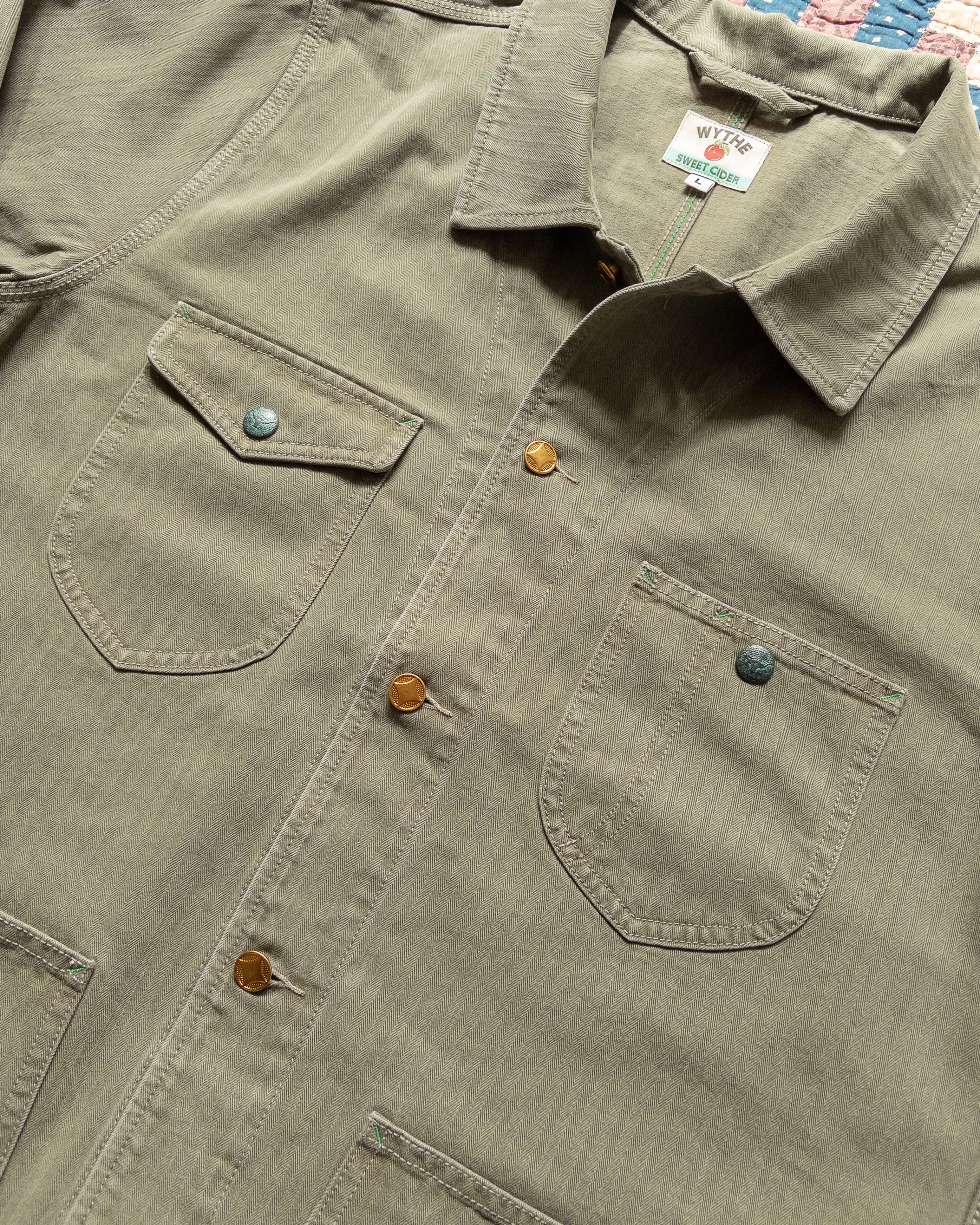 Japanese Cotton Herringbone Barn Jacket - Faded Olive sold by Wythe NY product image thumbnail 2