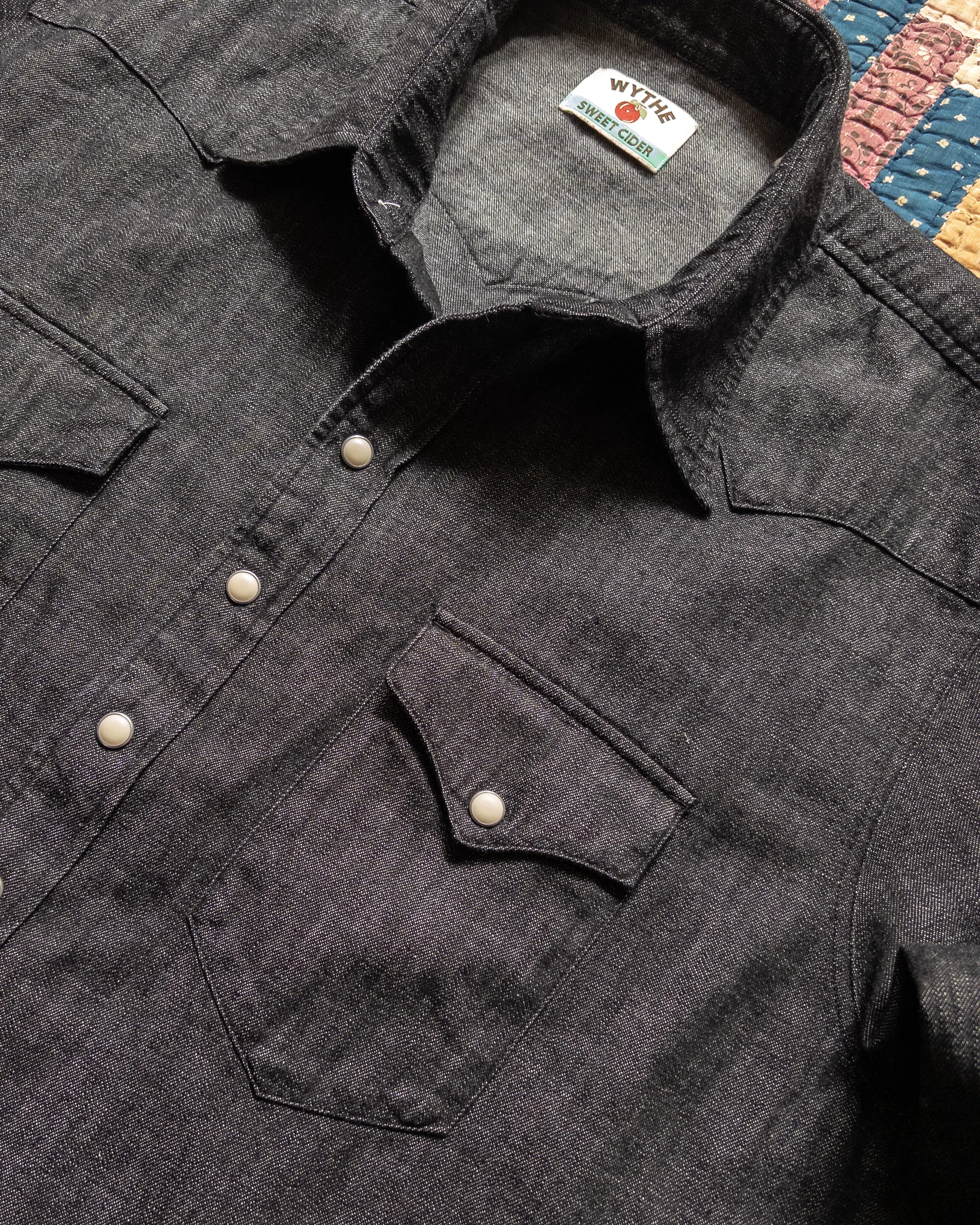 Denim Pearlsnap Shirt - Rinsed Black sold by Wythe NY product image thumbnail 2