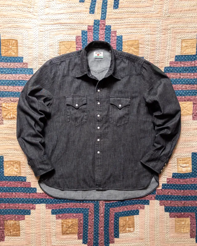 Denim Pearlsnap Shirt - Rinsed Black made by Wythe NY